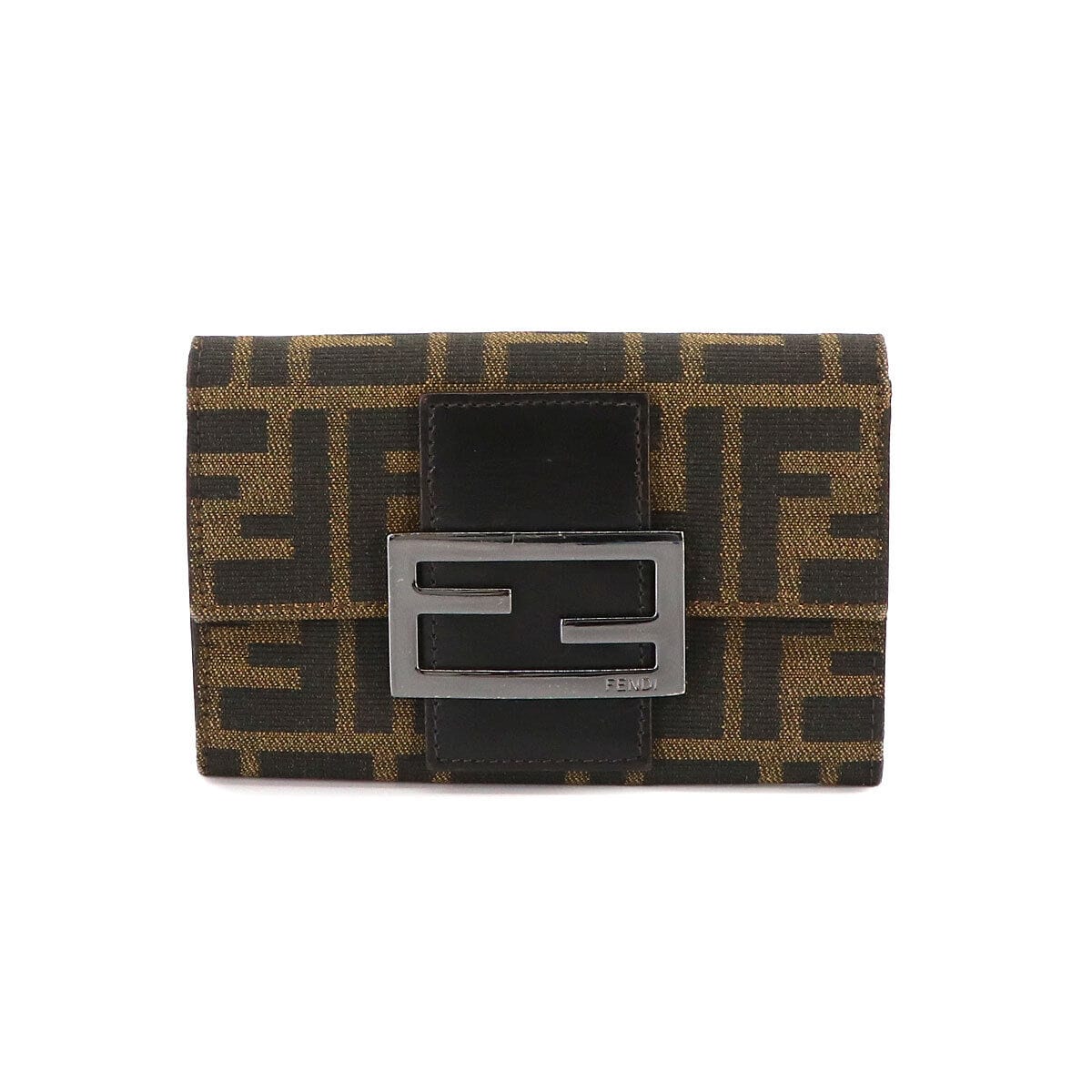 Luxury Promise Fendi Zucca Compact Wallet Canvas Leather Brown 8M0036 Purse 90231809