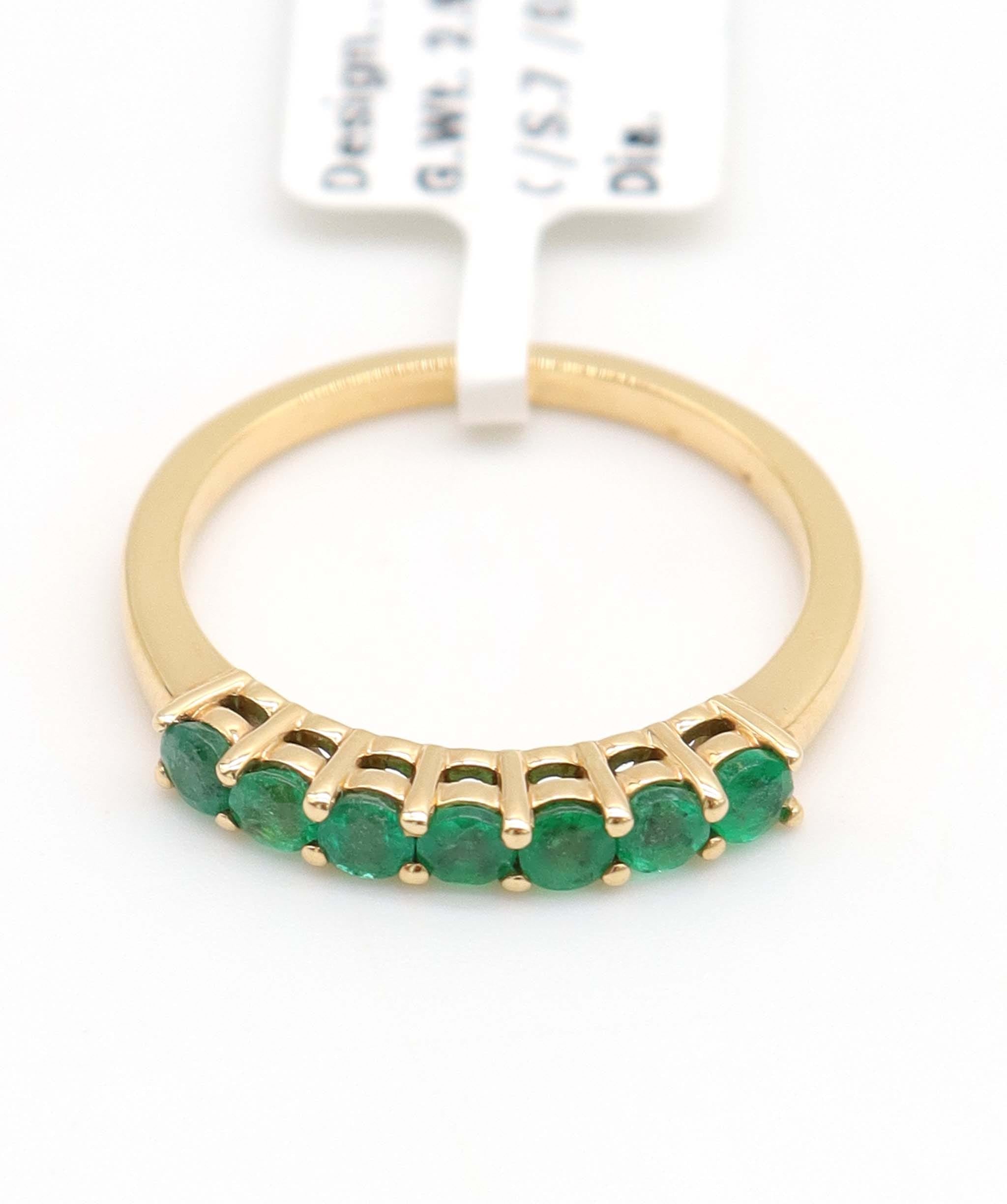 Luxury Promise 0.56ct Emerald Band Ring in 18K Yellow Gold DXBCS5095