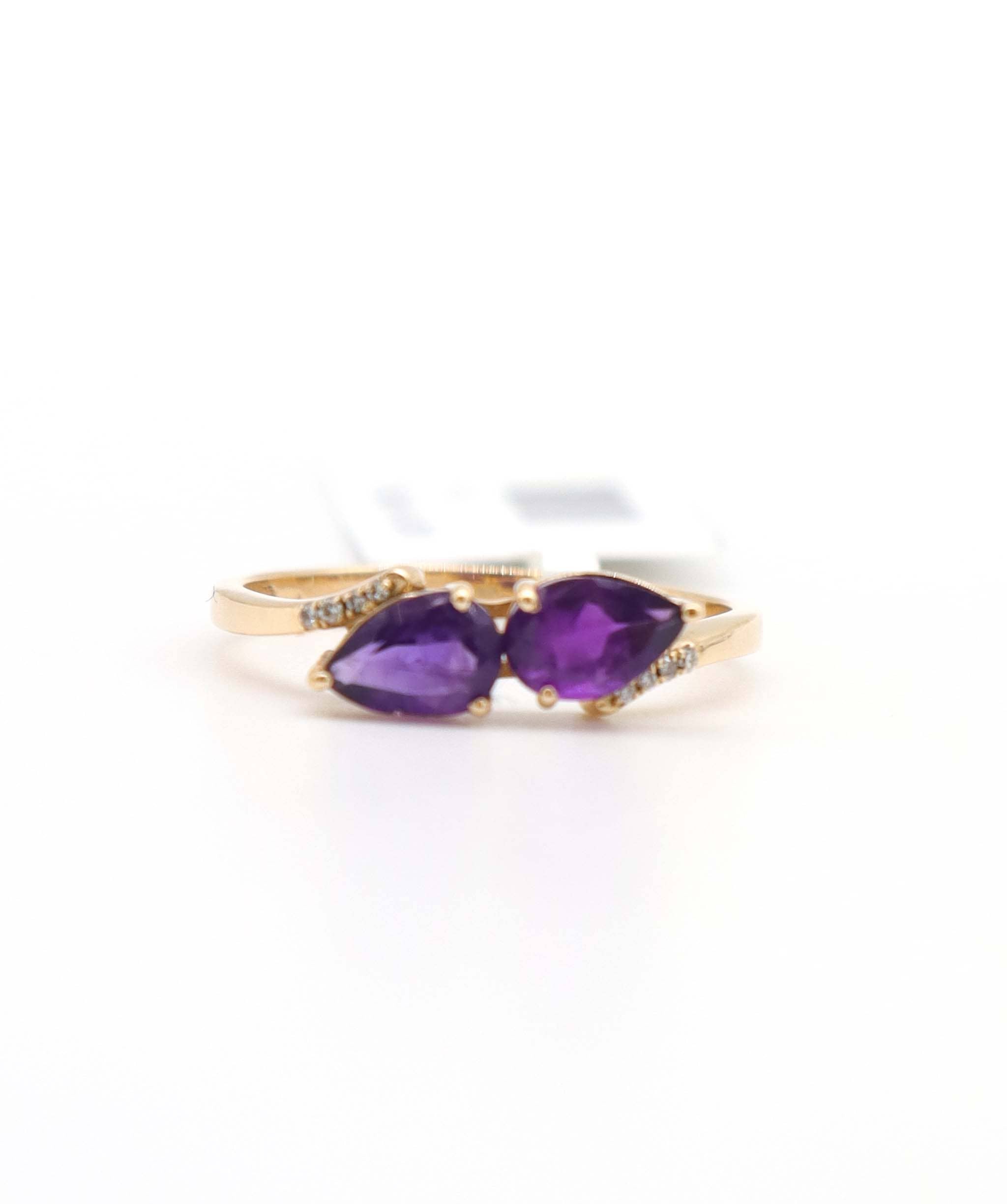 Luxury Promise 0.77ct Amethyst Diamond Ring in 18K Yellow Gold DXBCS5073