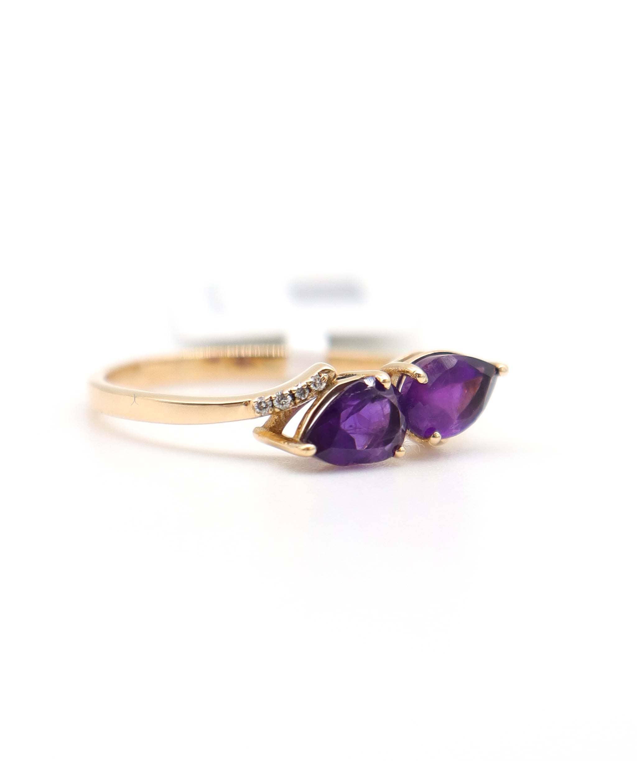 Luxury Promise 0.77ct Amethyst Diamond Ring in 18K Yellow Gold DXBCS5073
