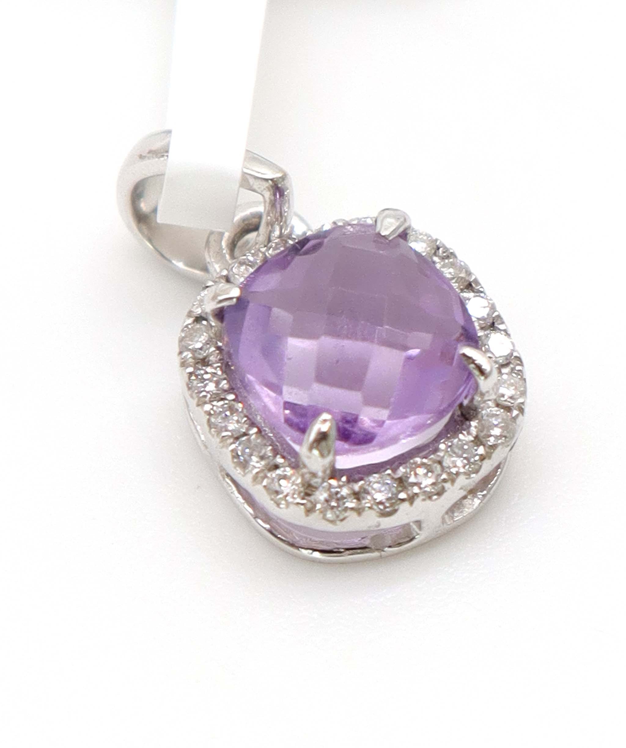 Luxury Promise 0.87ct Amethyst Diamond Pendant in 18K White Gold DXBCS5072