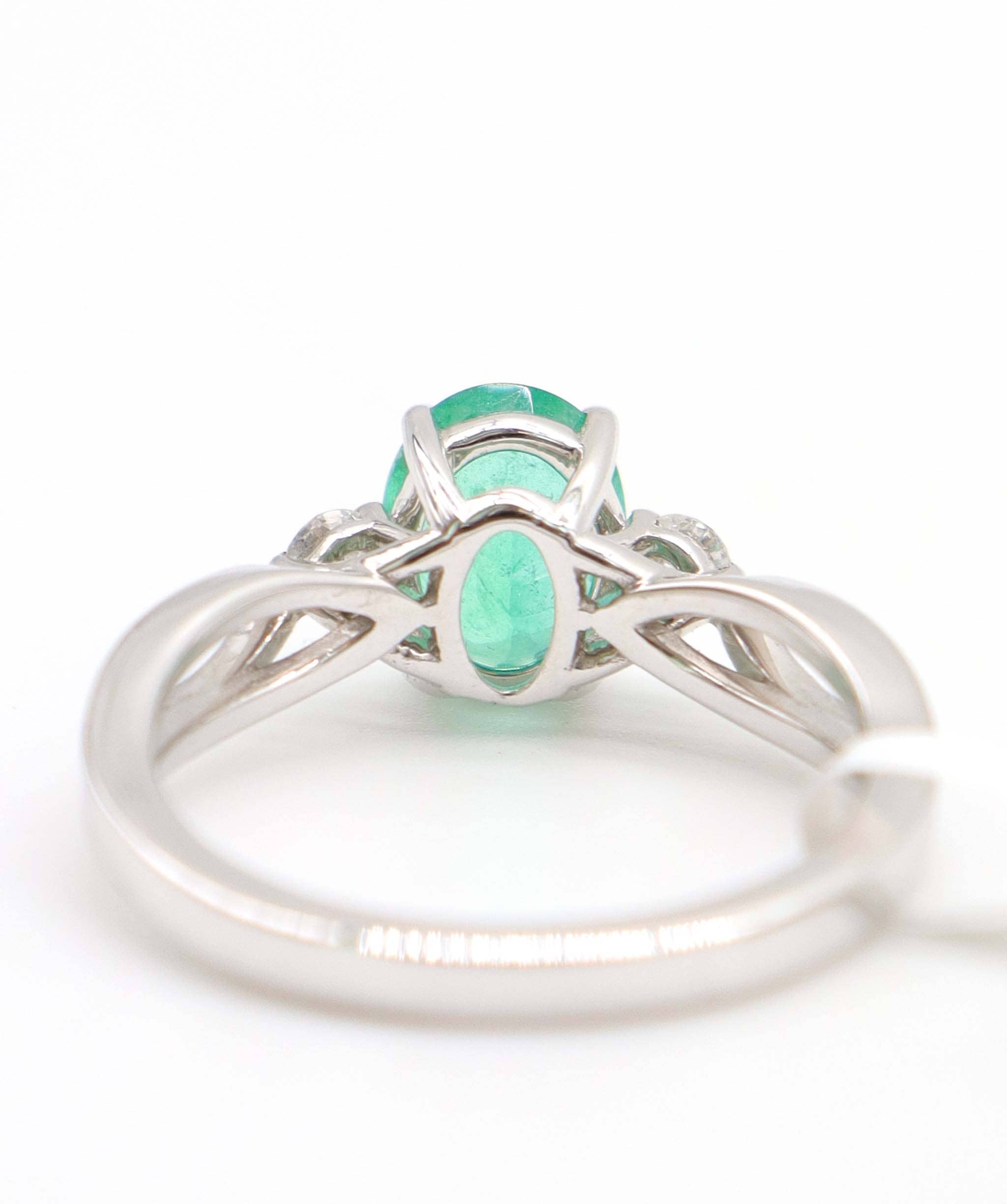 Luxury Promise 1.11ct Emerald & Diamond Ring in 18K White Gold DXBCS5097