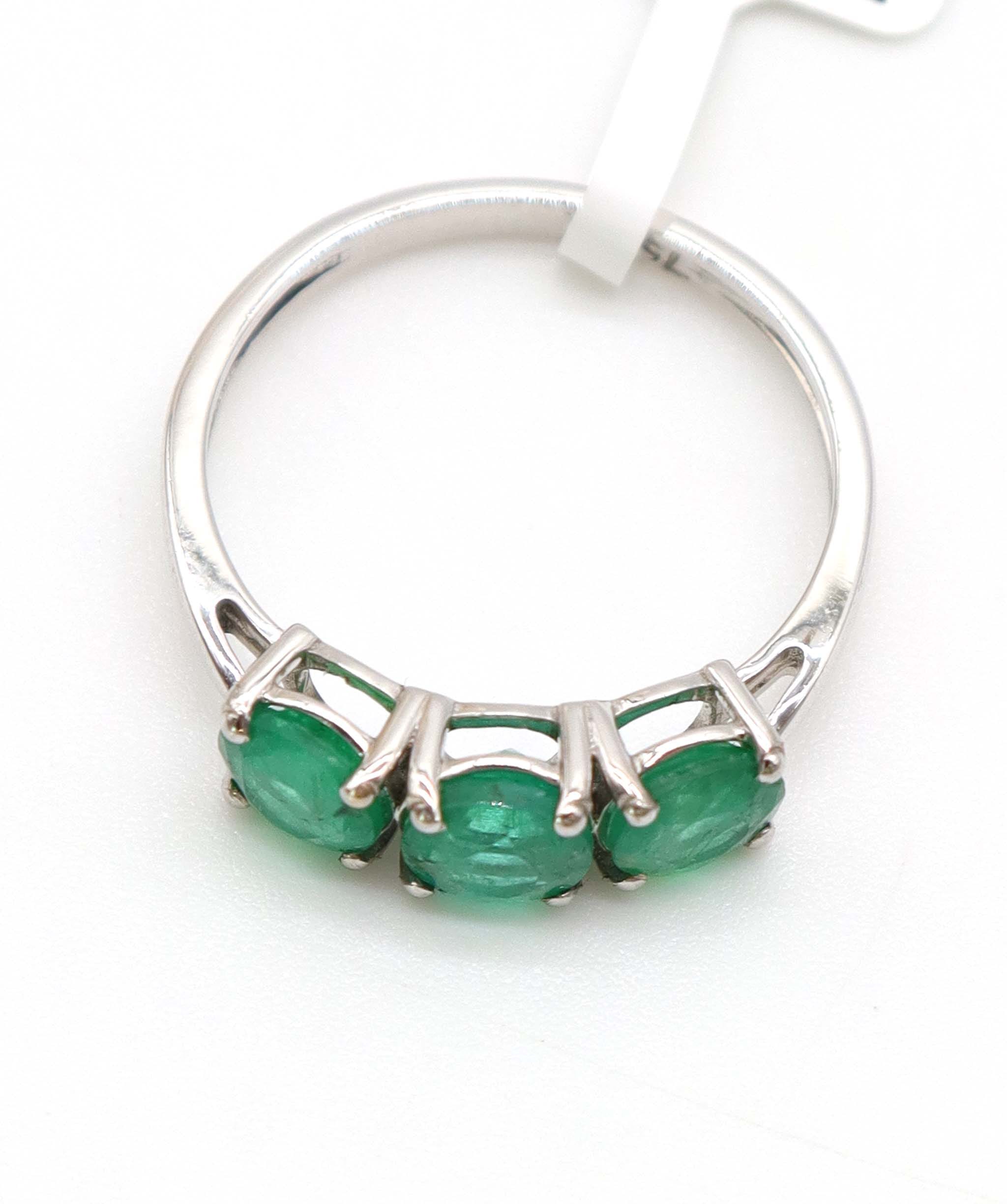 Luxury Promise 1.48ct Emerald Trilogy Ring in 18K White Gold DXBCS5094