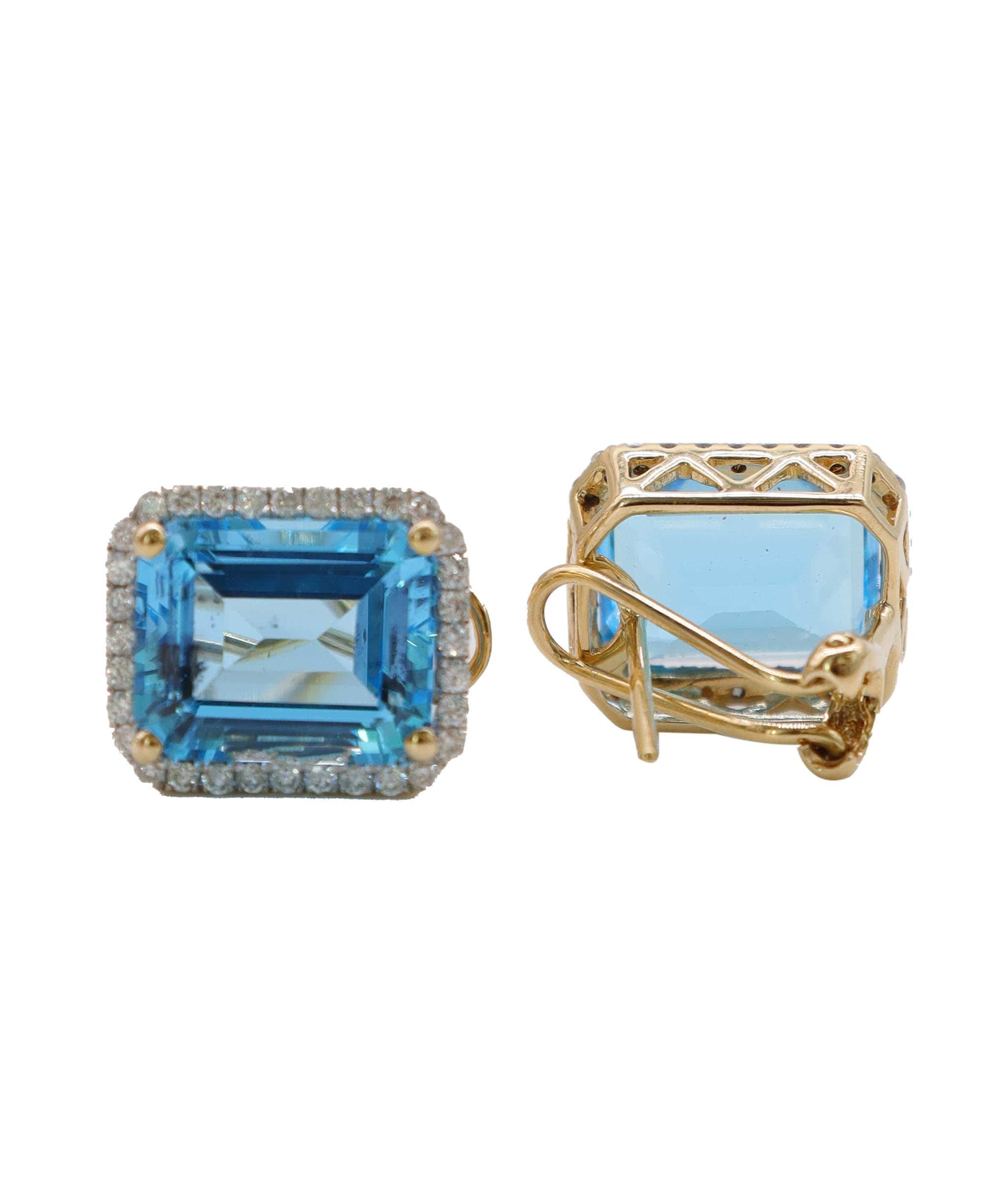 Luxury Promise 11.06ct Blue Topaz Diamond Earrings in 18K White Gold DXBCS5077