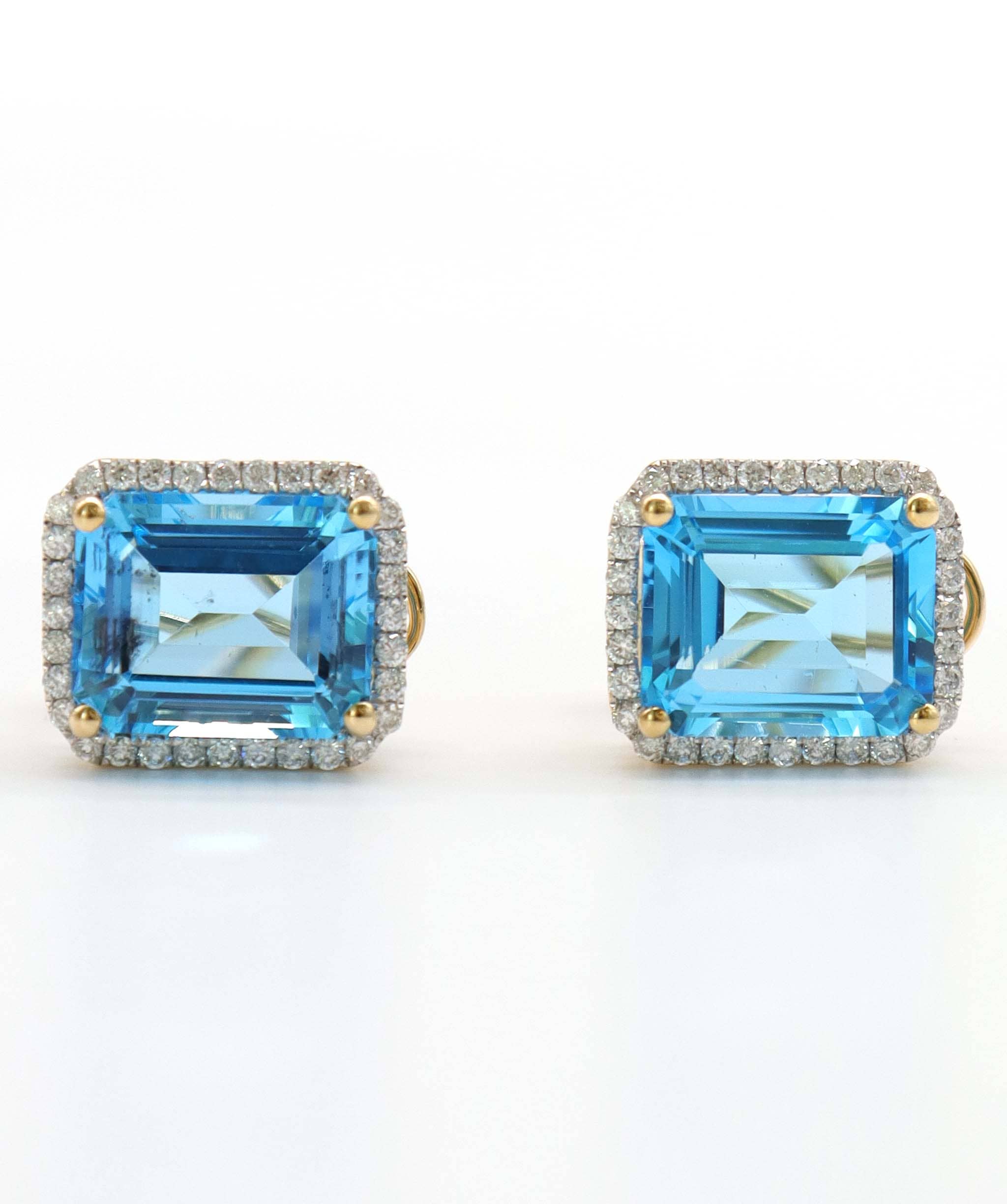 Luxury Promise 11.06ct Blue Topaz Diamond Earrings in 18K White Gold DXBCS5077