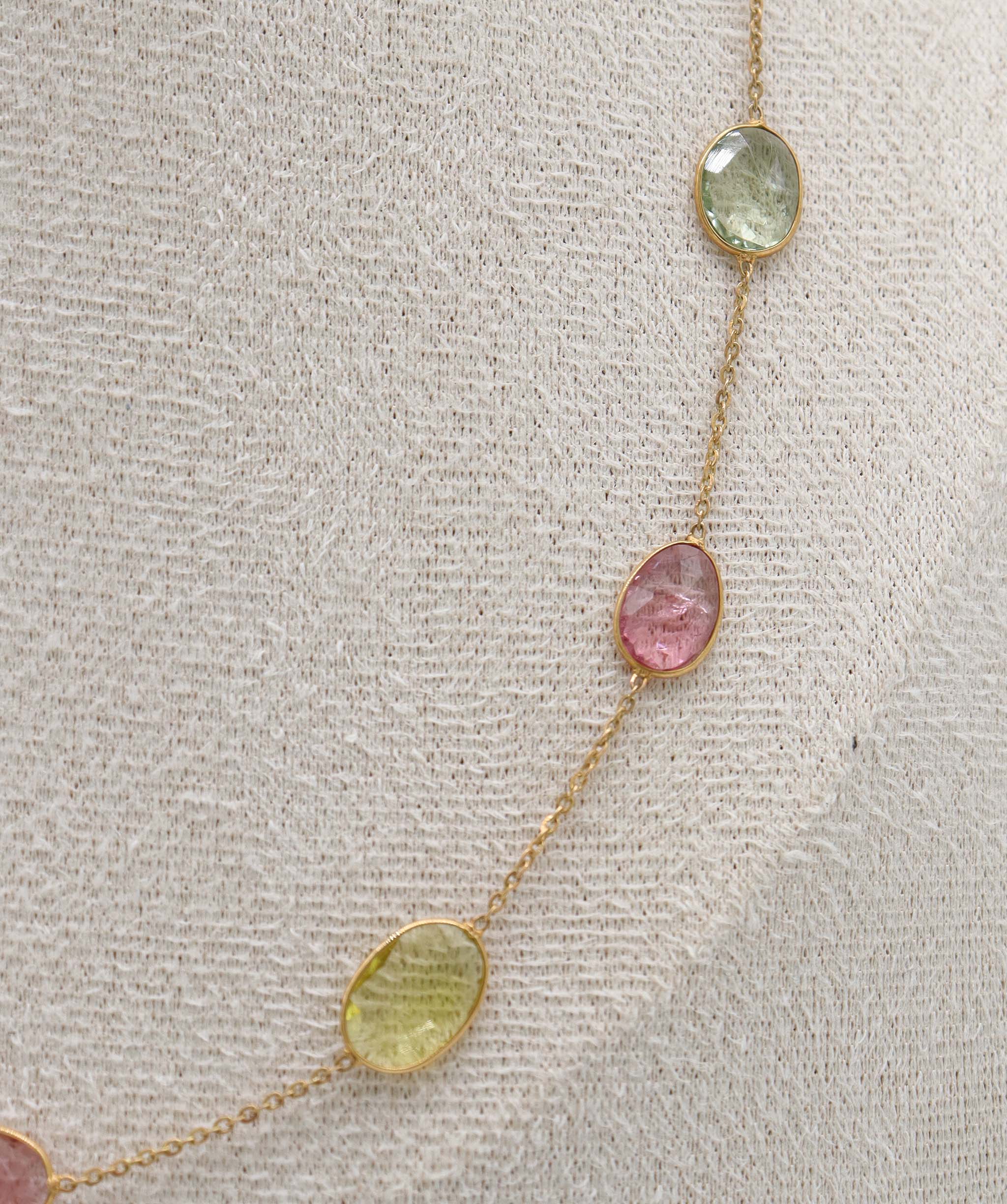 Luxury Promise 11.5ct Multi Colour Tourmaline Necklace in 18K Yellow Gold DXBCS5067