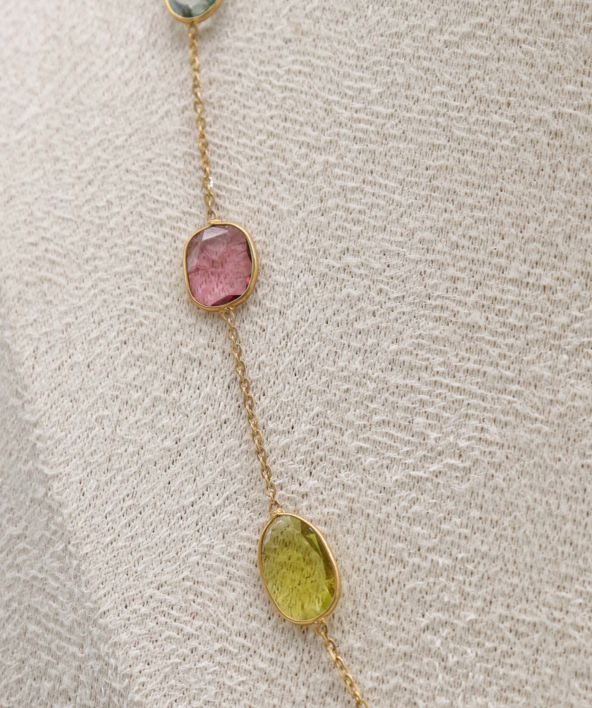 Luxury Promise 11.5ct Multi Colour Tourmaline Necklace in 18K Yellow Gold DXBCS5067
