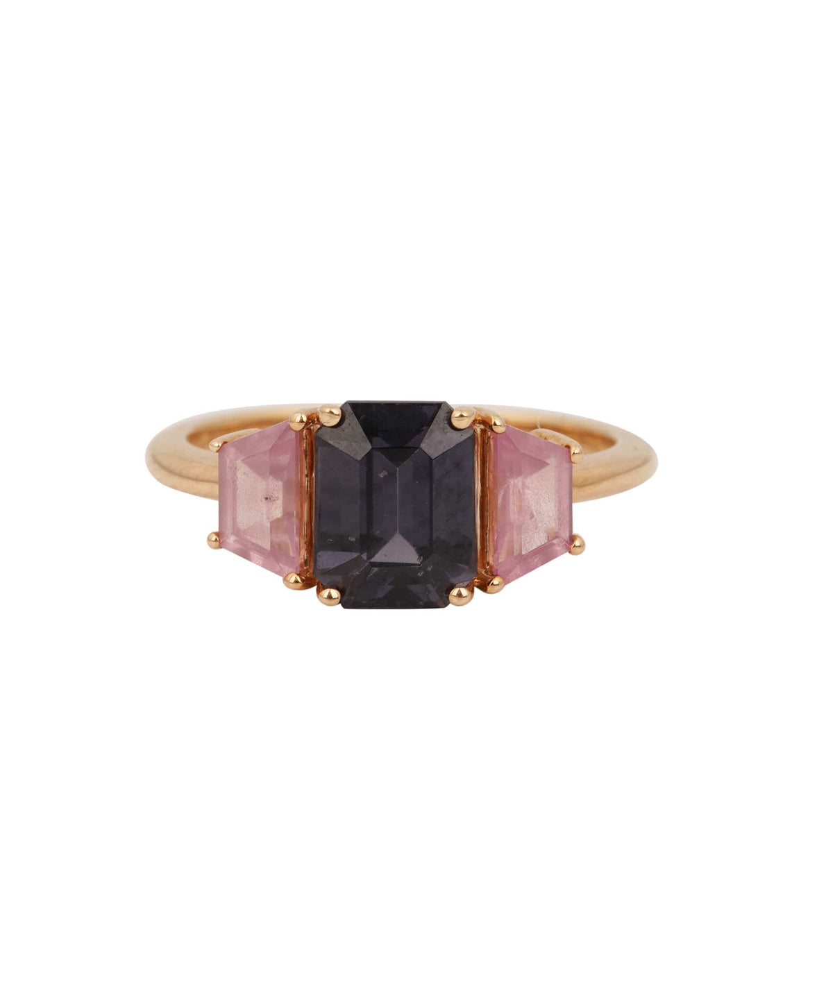 Luxury Promise 14ct gold ring with Emerald and Spinels size L1/2  ANL0137