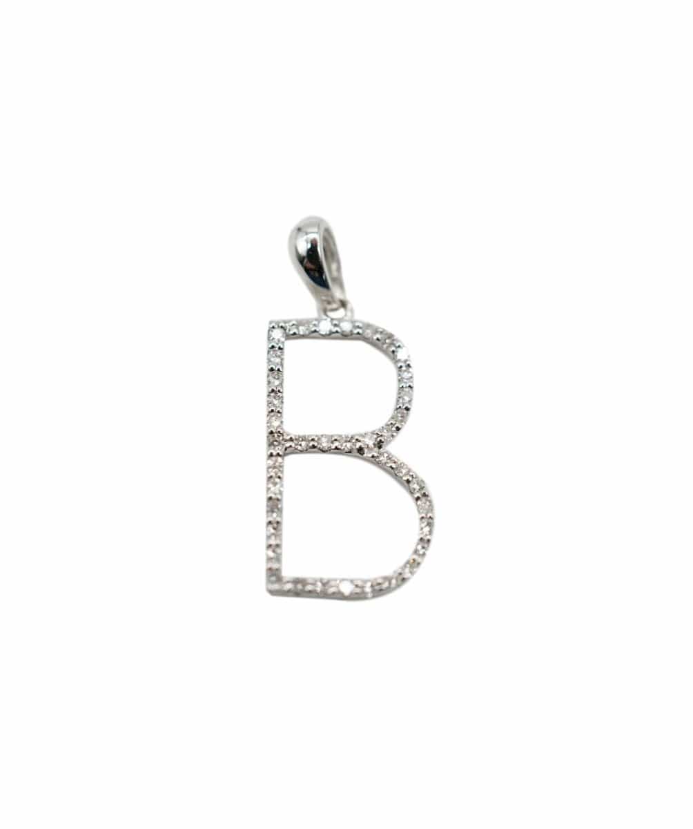 18ct. White Gold Diamond 'B' Initial Pendant AHL1013