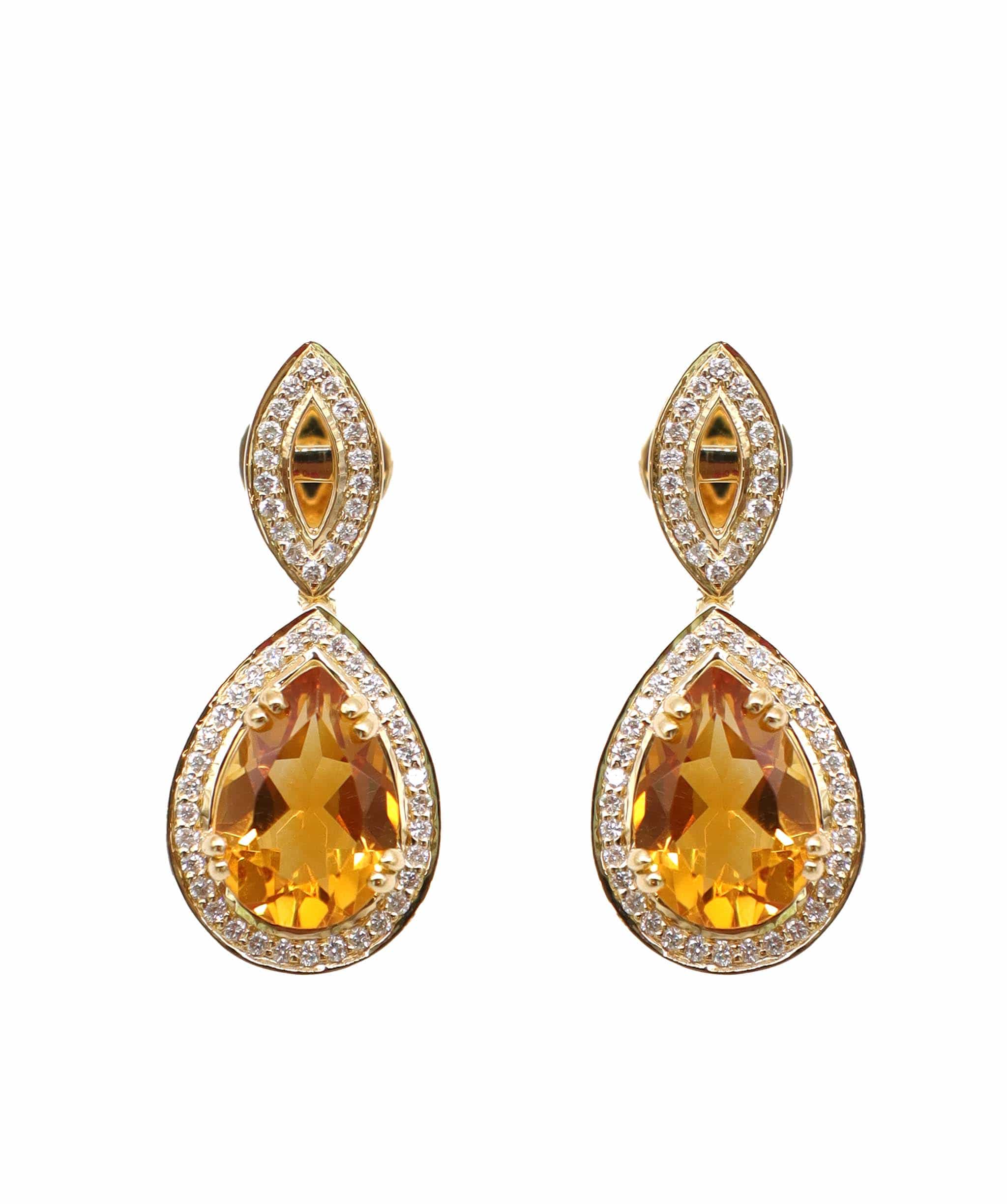 Luxury Promise 3.32ct Citrine Diamond Earrings in 18K Rose Gold DXBCS5091