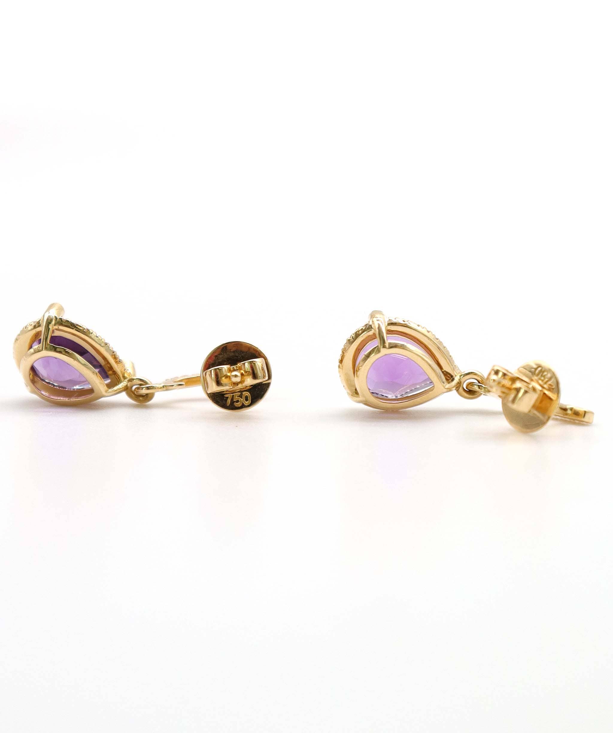 Luxury Promise 3.3ct Amethyst Diamond Drop Earrings in 18K Yellow Gold DXBCS5087