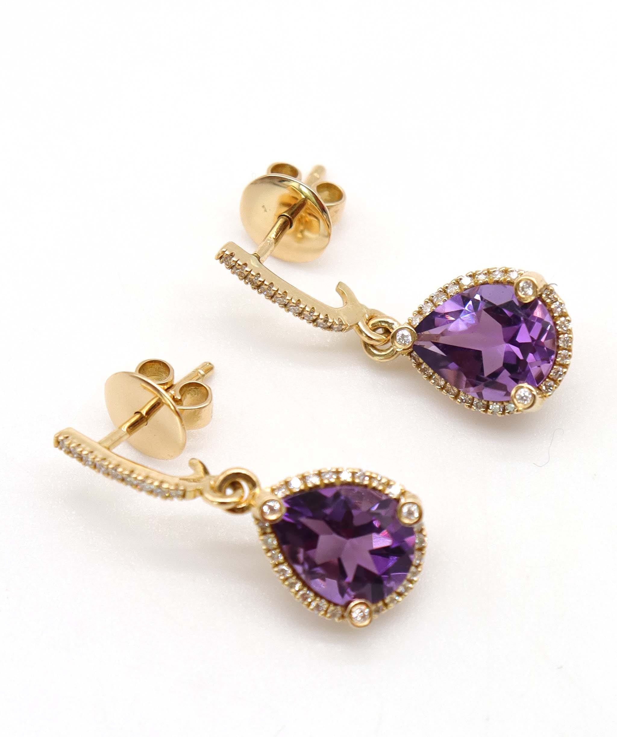 Luxury Promise 3.3ct Amethyst Diamond Drop Earrings in 18K Yellow Gold DXBCS5087
