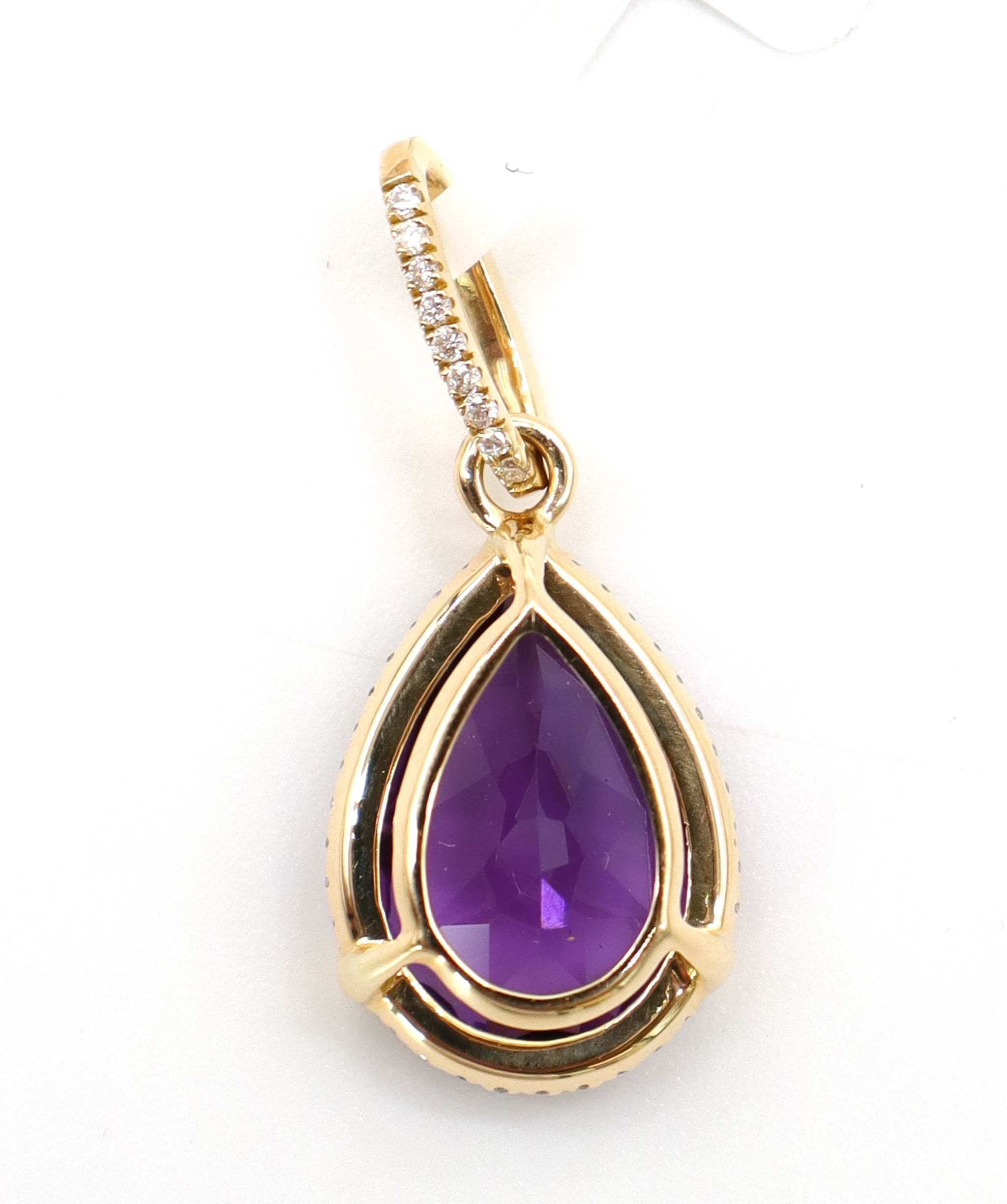 Luxury Promise 3.45ct Amethyst & Diamond Pendant in 18K Rose Gold DXBCS5089