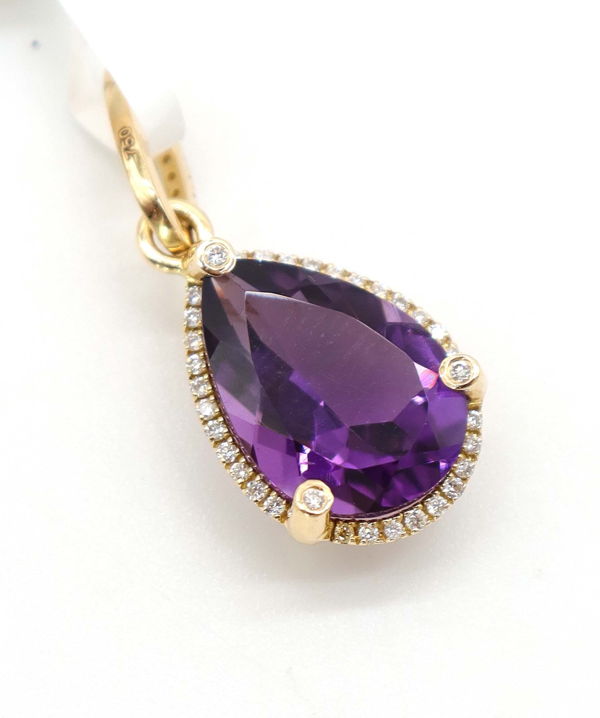 Luxury Promise 3.45ct Amethyst & Diamond Pendant in 18K Rose Gold DXBCS5089