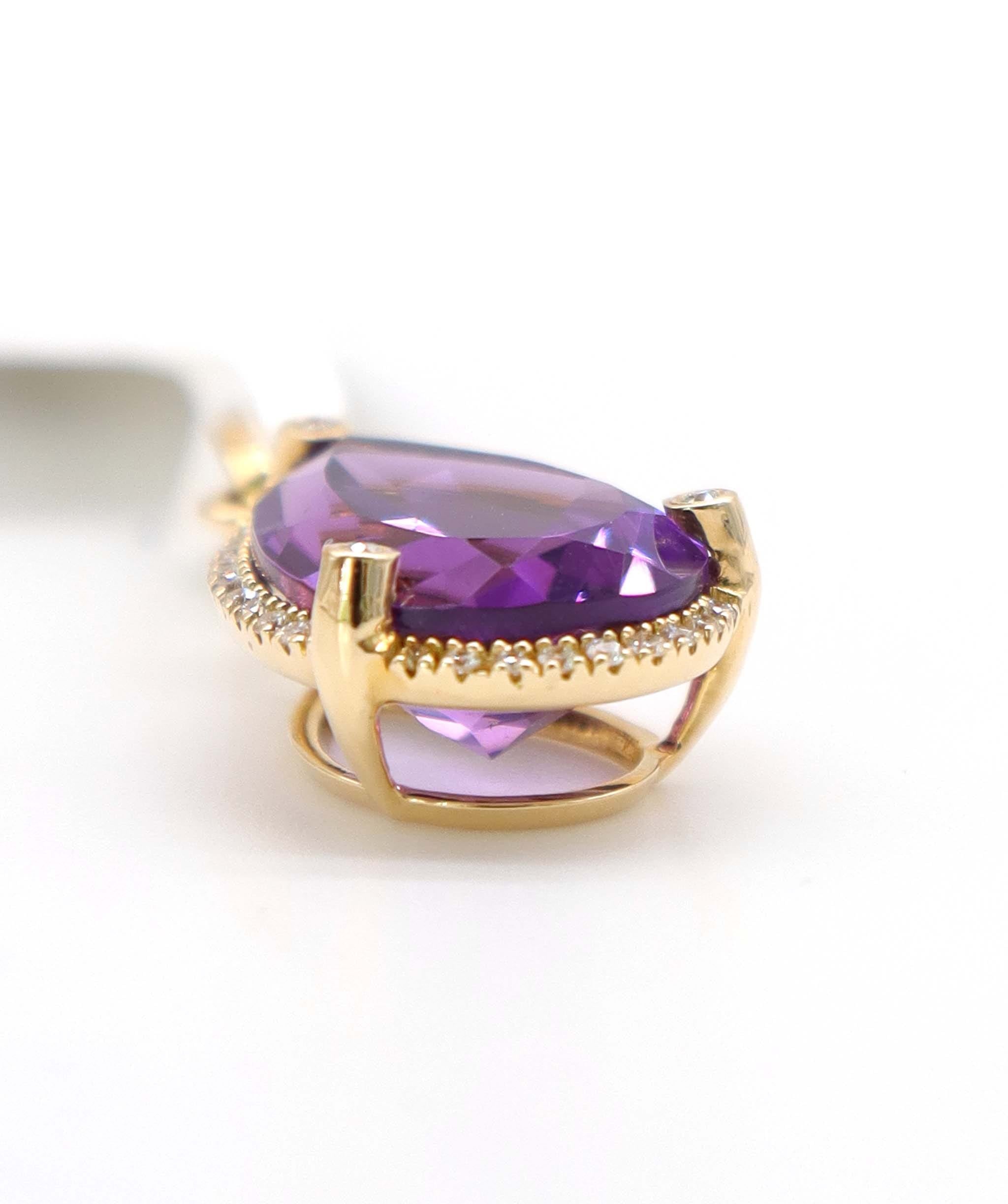 Luxury Promise 3.45ct Amethyst & Diamond Pendant in 18K Rose Gold DXBCS5089