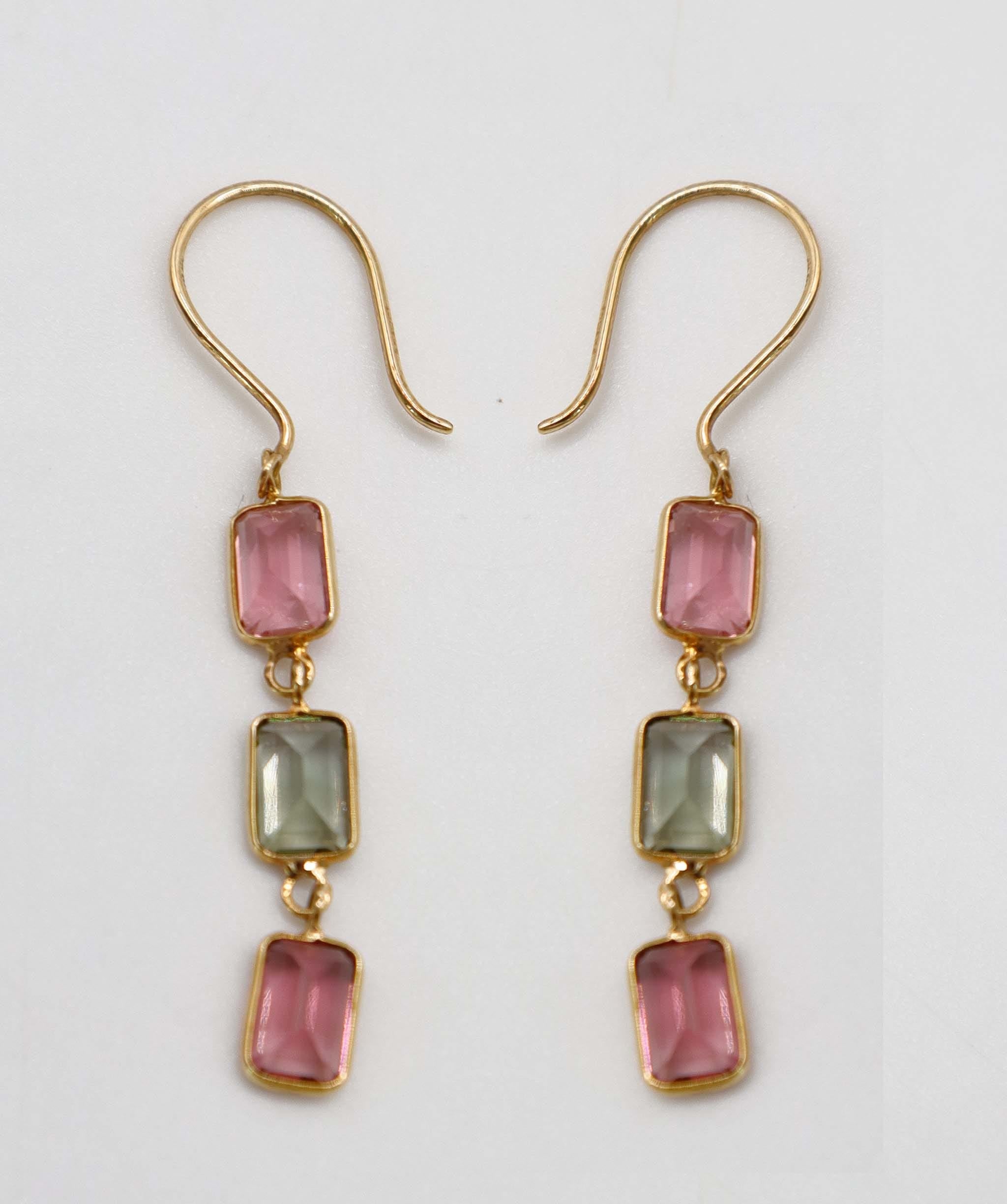 Luxury Promise 3.65ct Multi Colour Tourmaline Earrings in 18K Yellow Gold DXBCS5085