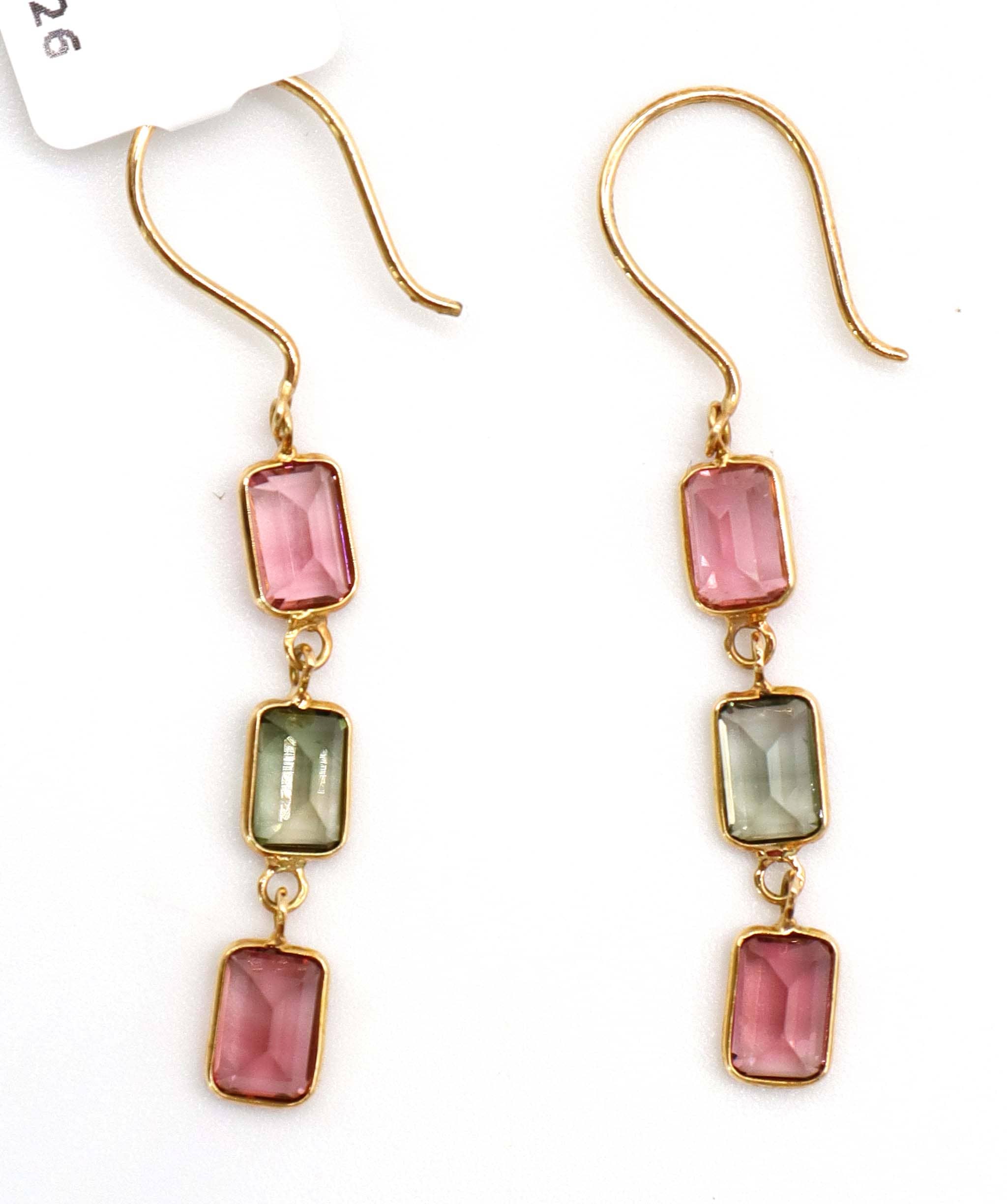Luxury Promise 3.65ct Multi Colour Tourmaline Earrings in 18K Yellow Gold DXBCS5085