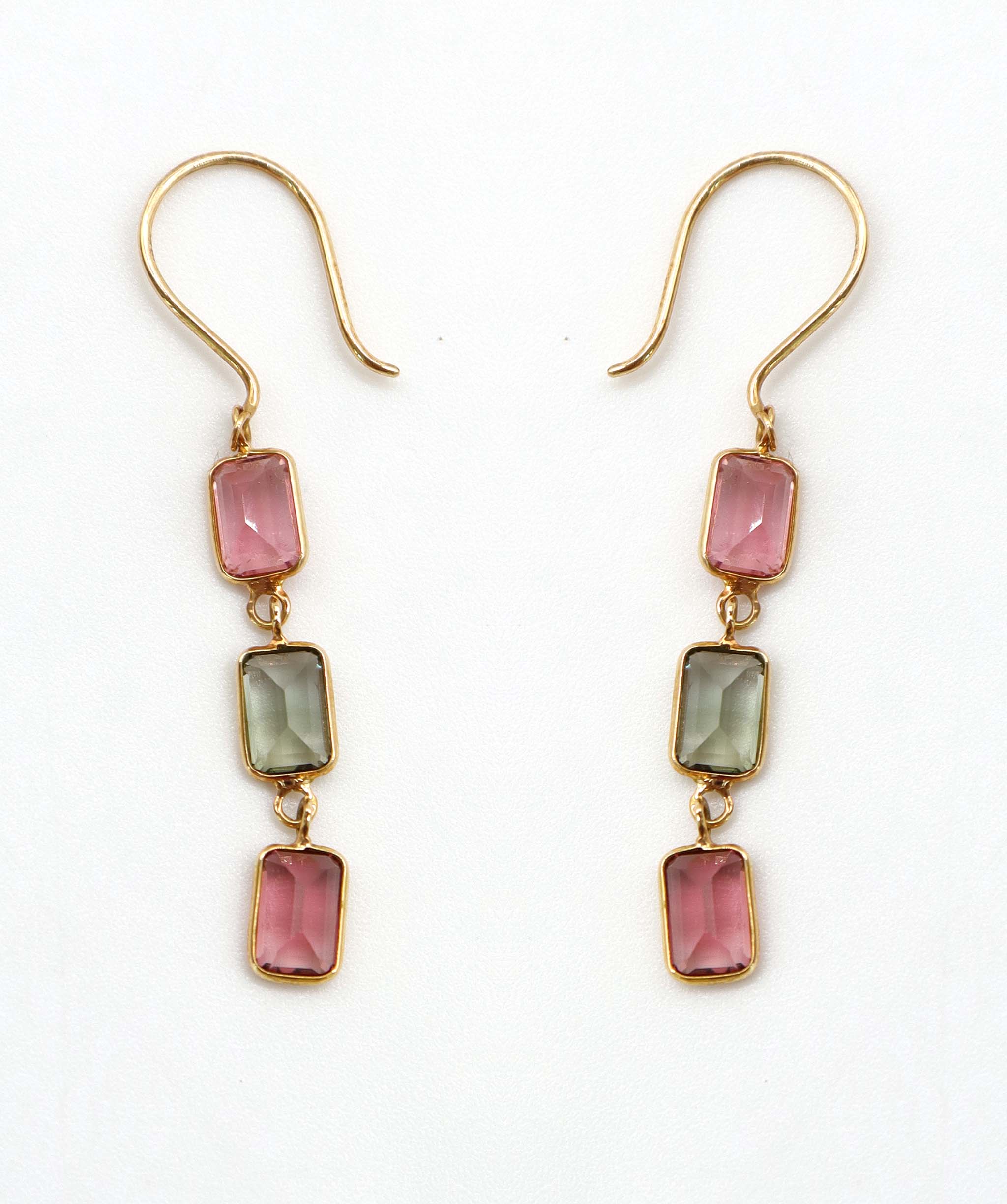 Luxury Promise 3.65ct Multi Colour Tourmaline Earrings in 18K Yellow Gold DXBCS5085