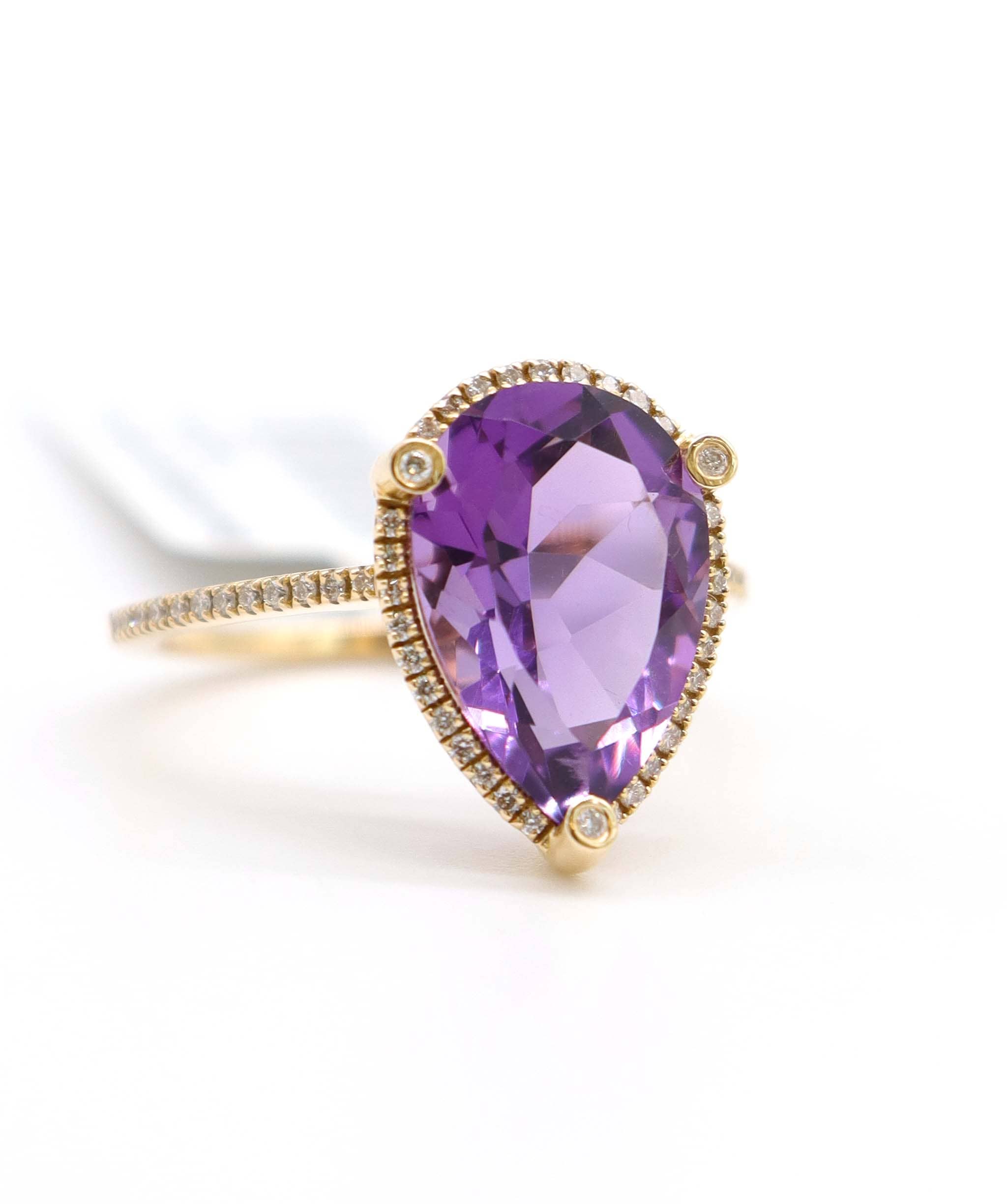 Luxury Promise 3.7ct Amethyst Diamond Halo Ring in 18K Rose Gold DXBCS5086