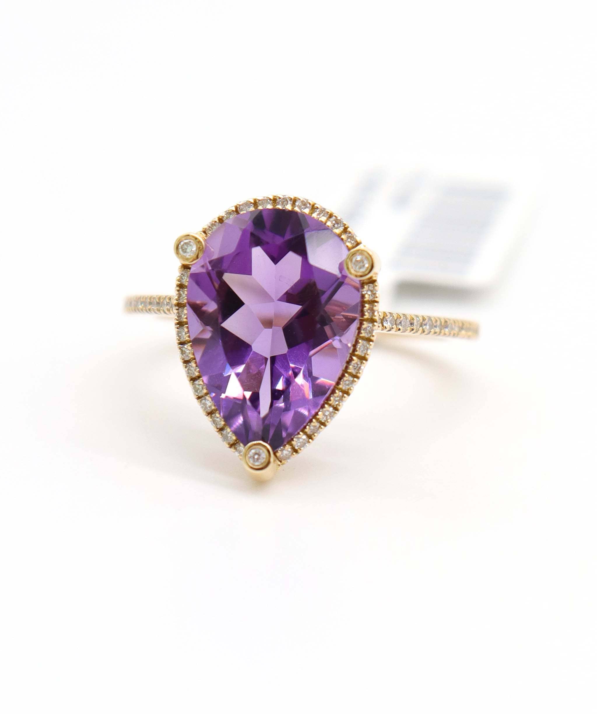 Luxury Promise 3.7ct Amethyst Diamond Halo Ring in 18K Rose Gold DXBCS5086