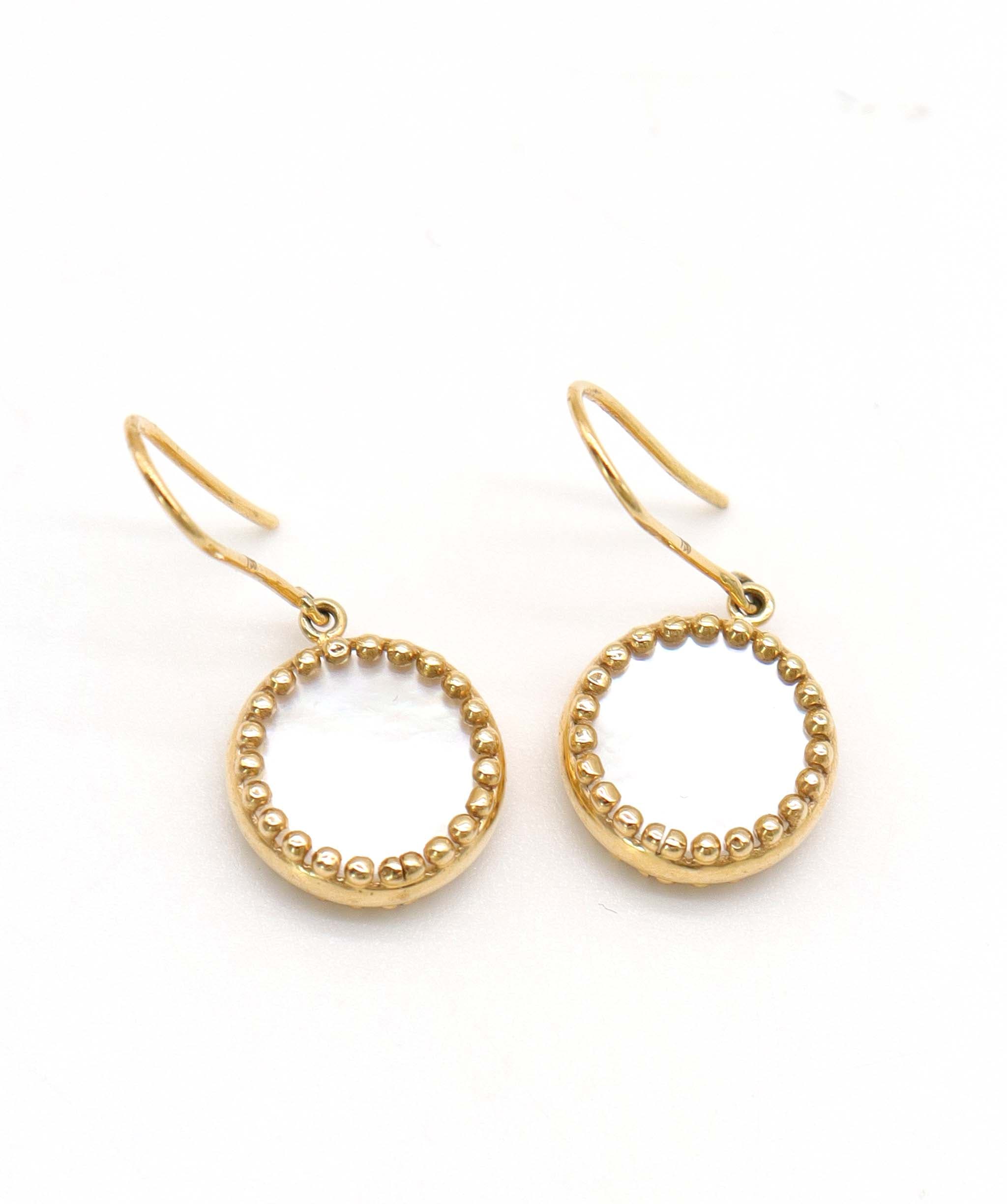 Luxury Promise 4.09ct White Mother of Pearl Earrings in 18K Yellow Gold DXBCS5081