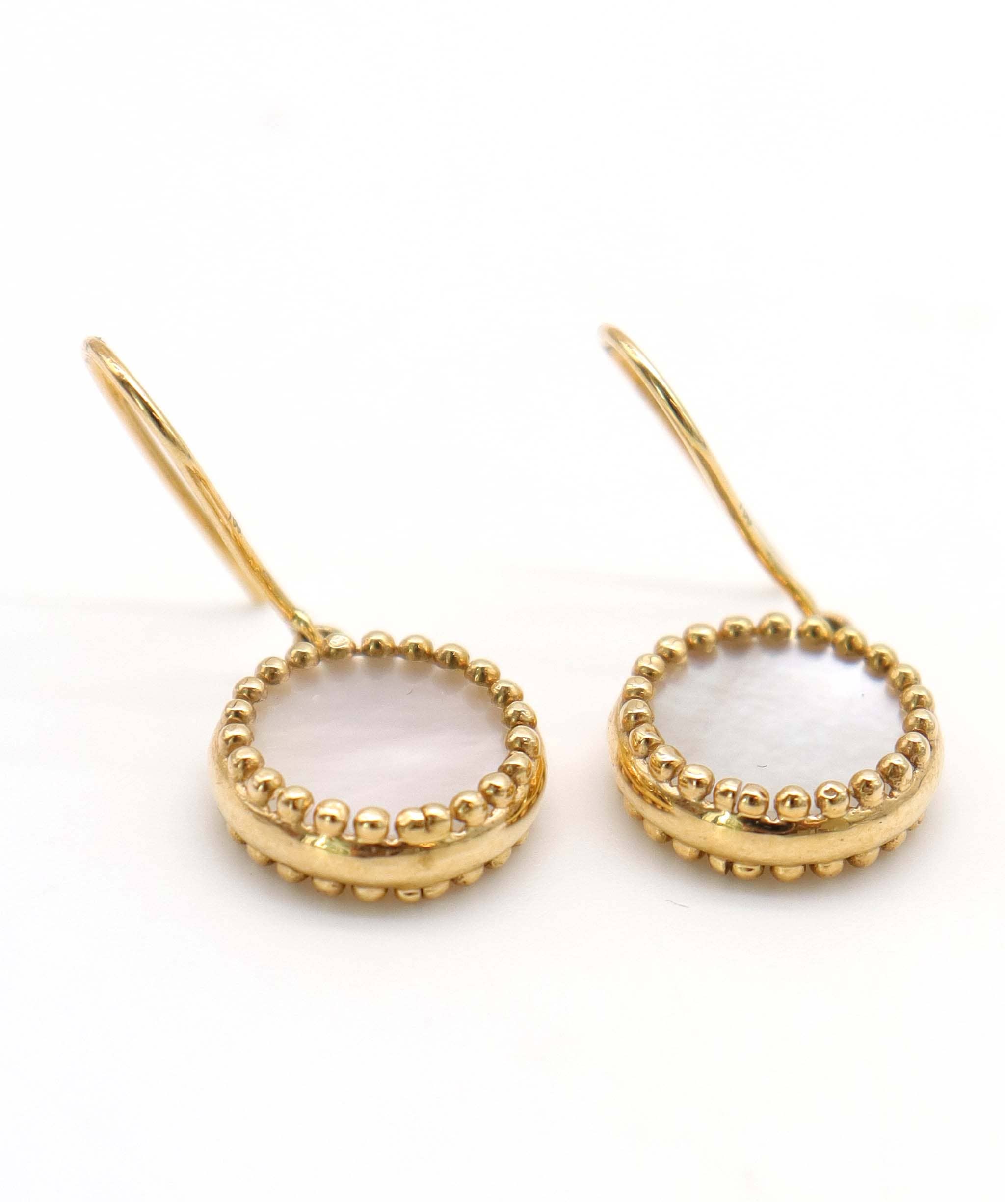 Luxury Promise 4.09ct White Mother of Pearl Earrings in 18K Yellow Gold DXBCS5081