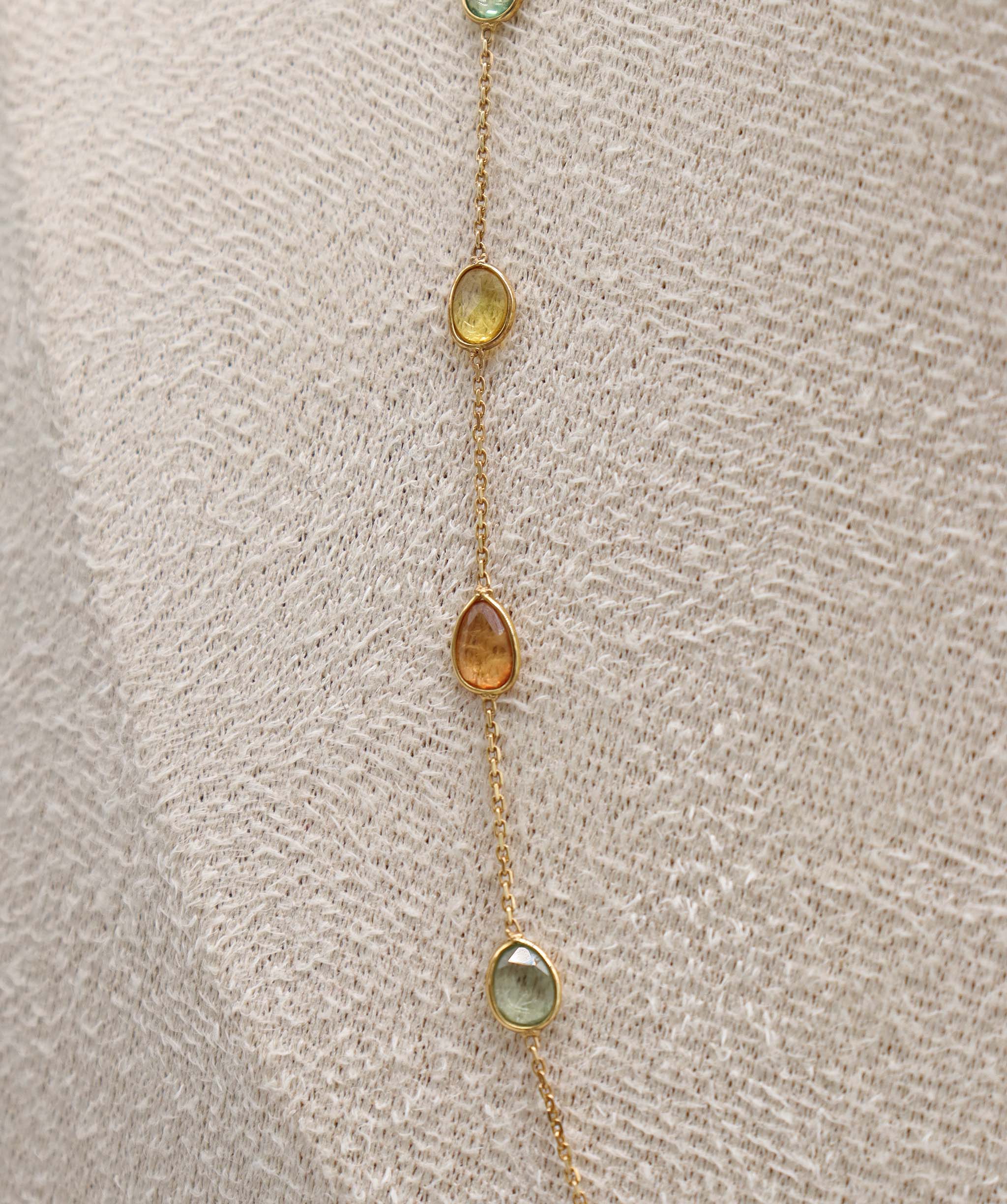 Luxury Promise 4.8ct Multi Sapphire Necklace in 18K Yellow Gold DXBCS5068