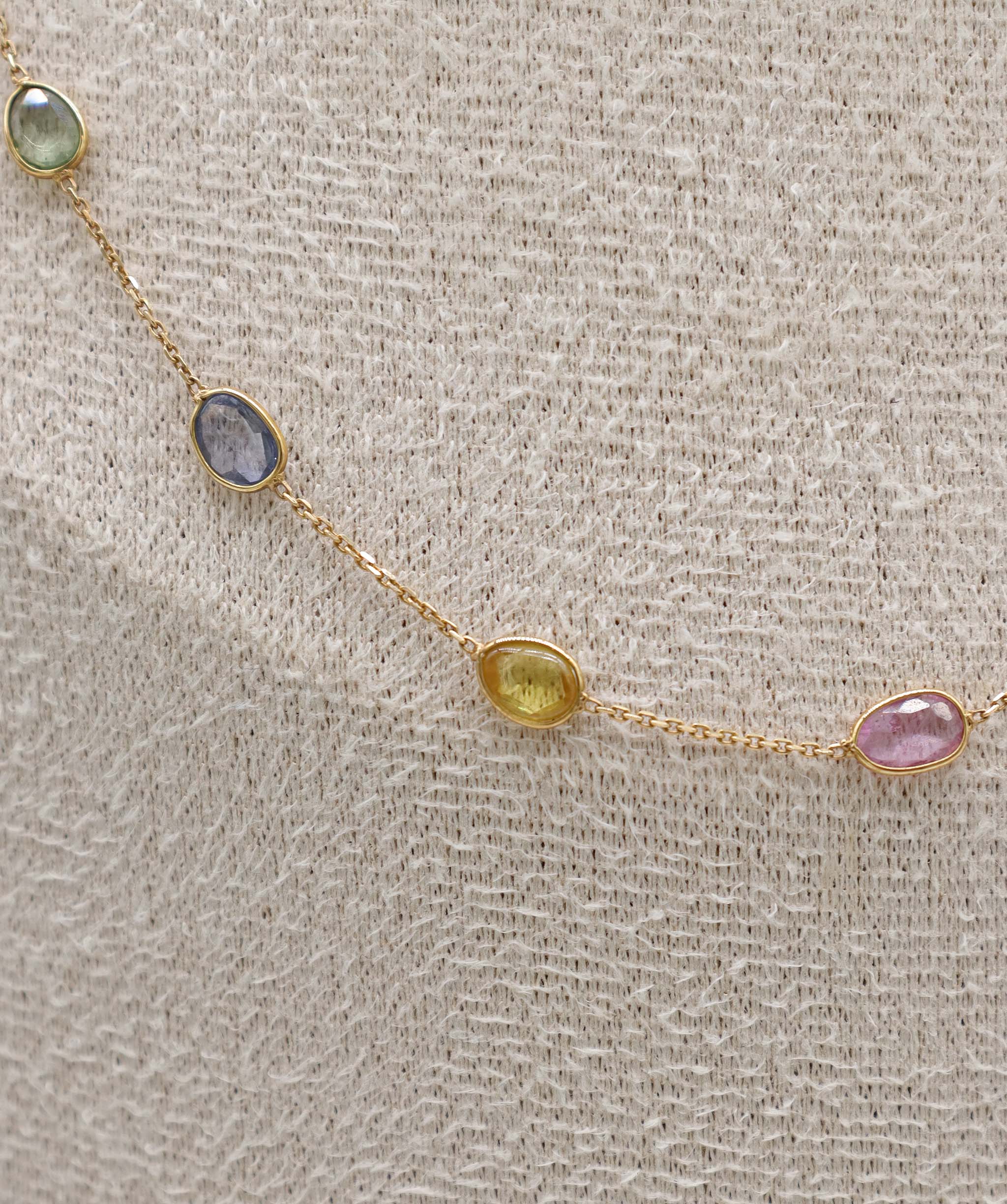Luxury Promise 4.8ct Multi Sapphire Necklace in 18K Yellow Gold DXBCS5068