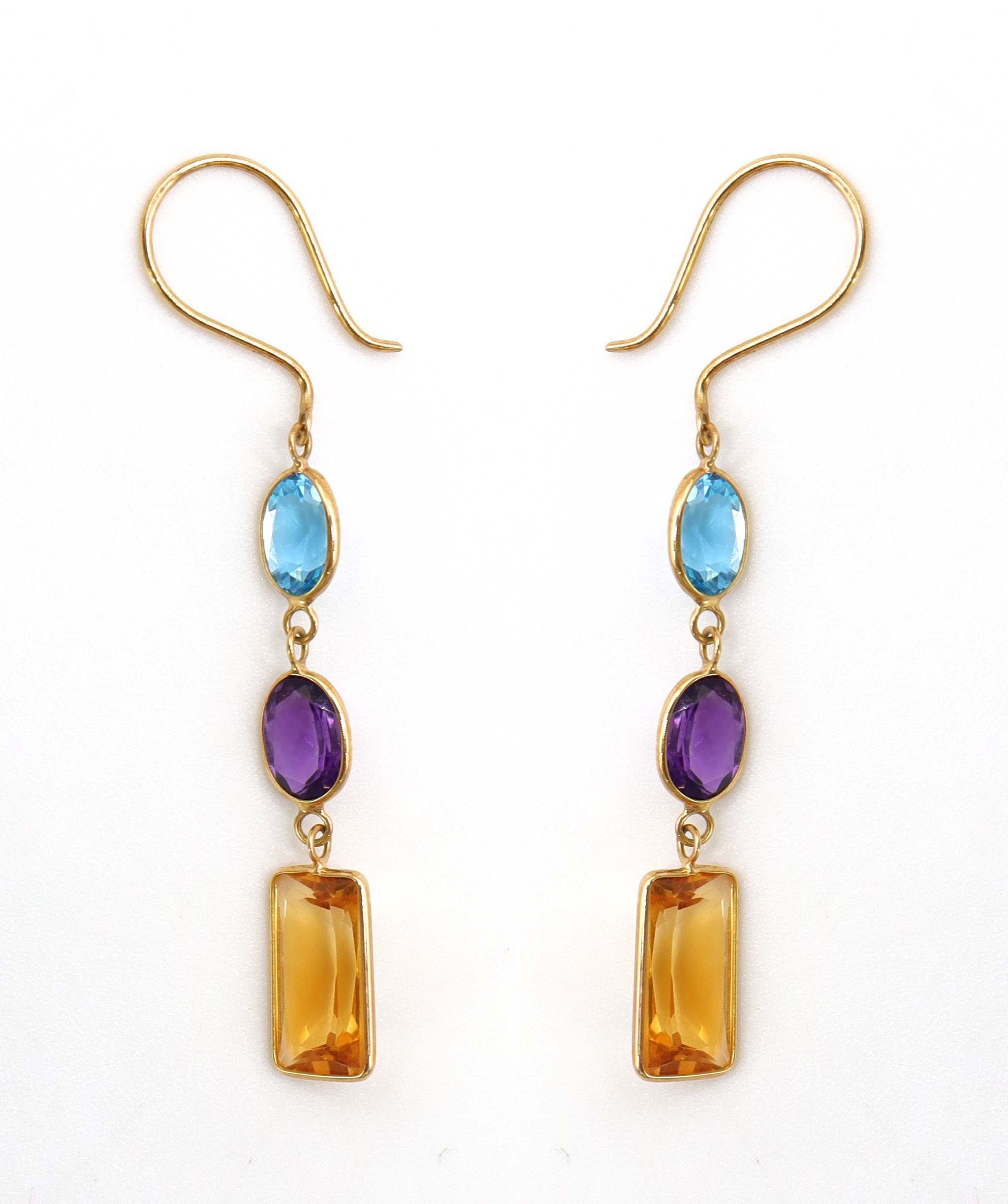 Luxury Promise 5.2ct Citrine & Blue Topaz Earrings in 18K Yellow Gold DXBCS5084
