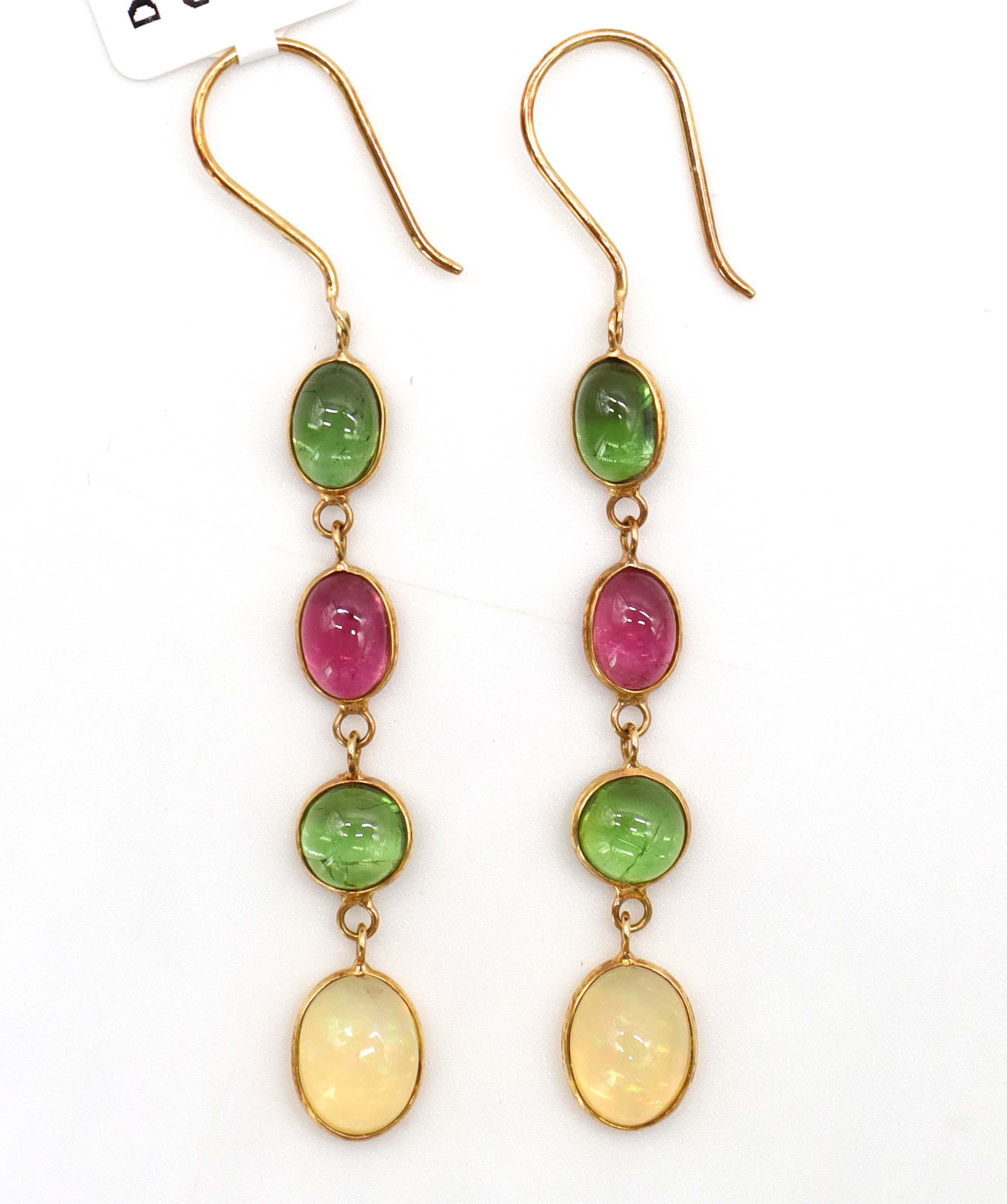 Luxury Promise 6.2ct Tourmaline & Opal Earrings in 18K Yellow Gold DXBCS5082