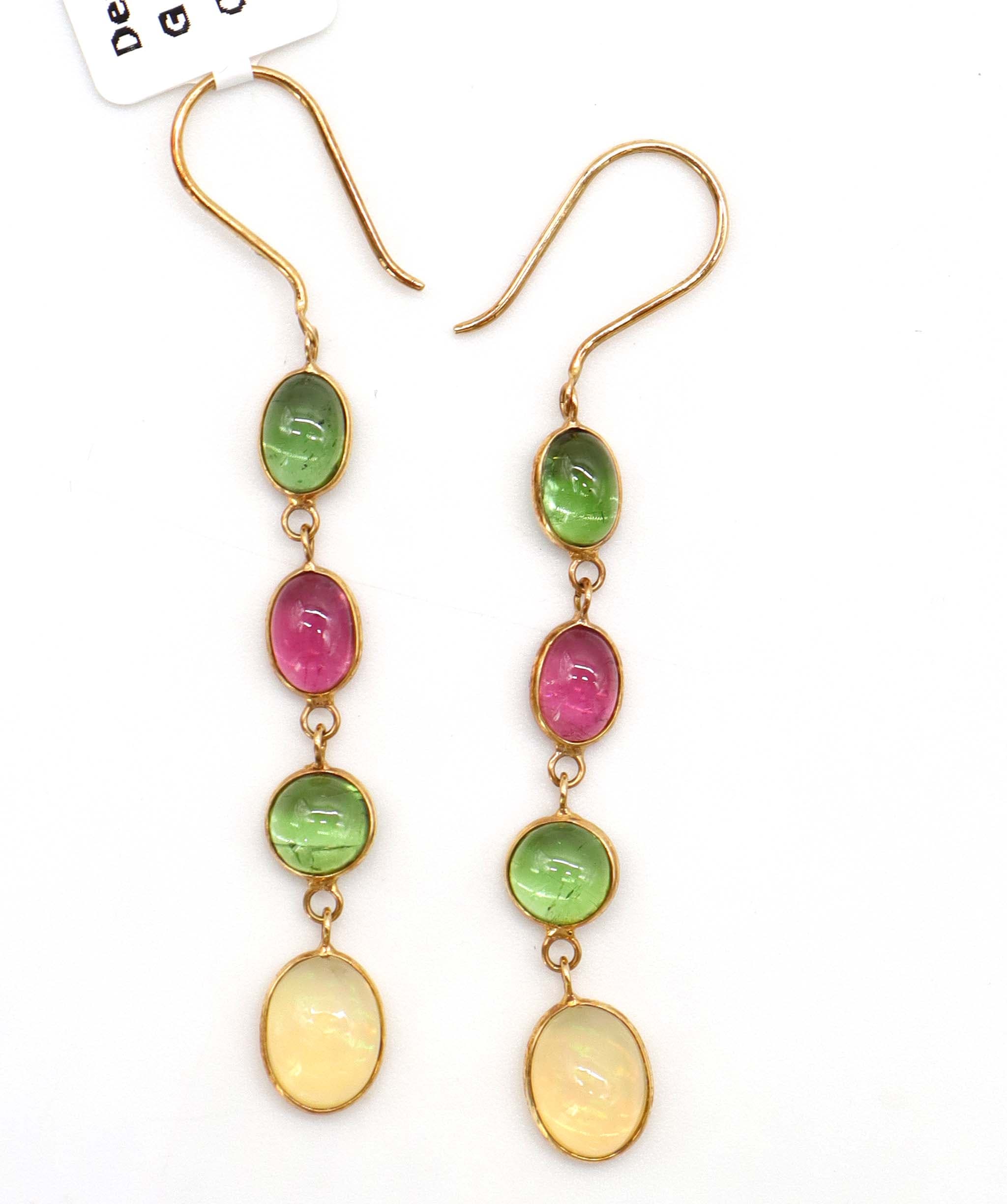 Luxury Promise 6.2ct Tourmaline & Opal Earrings in 18K Yellow Gold DXBCS5082