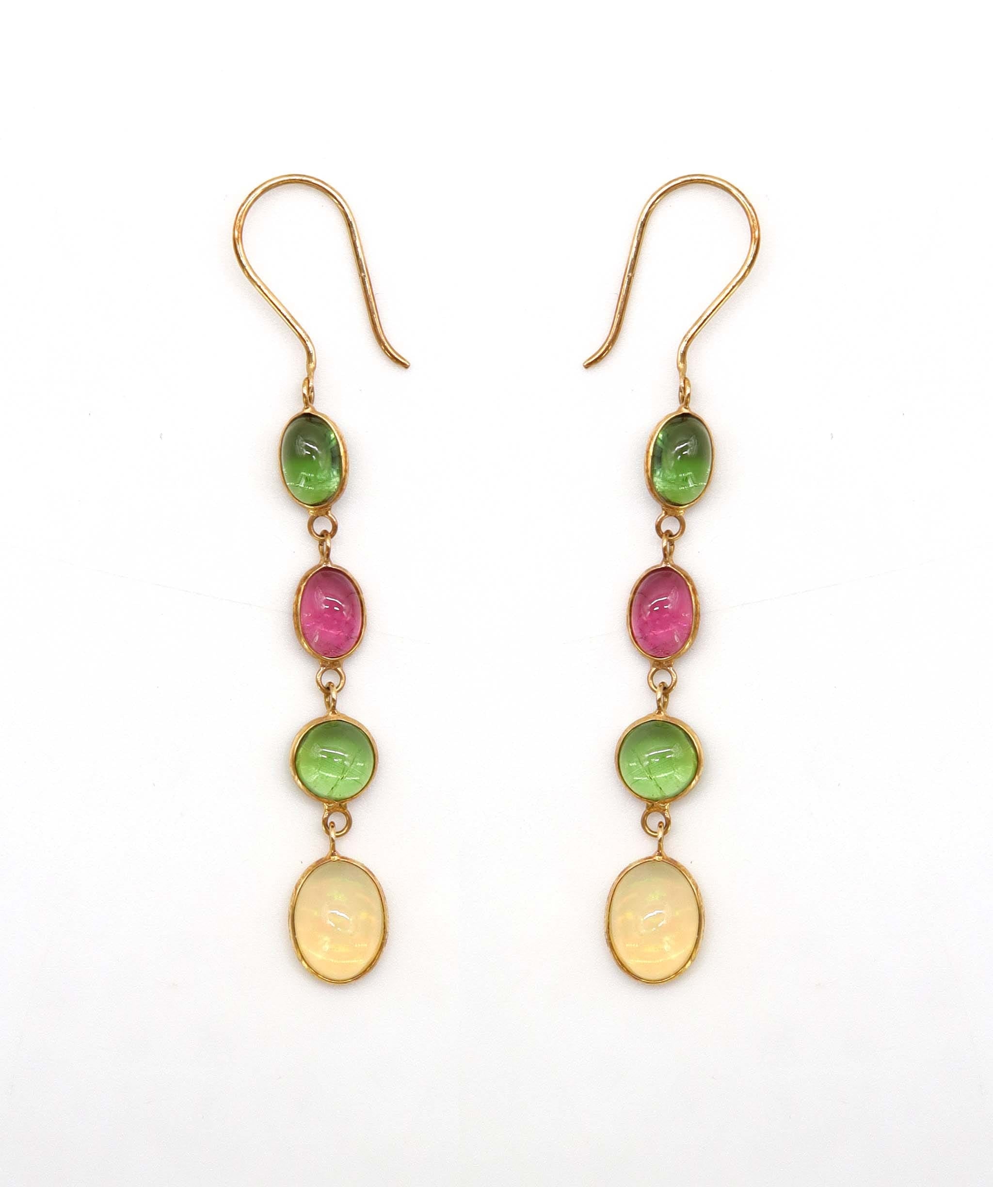 Luxury Promise 6.2ct Tourmaline & Opal Earrings in 18K Yellow Gold DXBCS5082