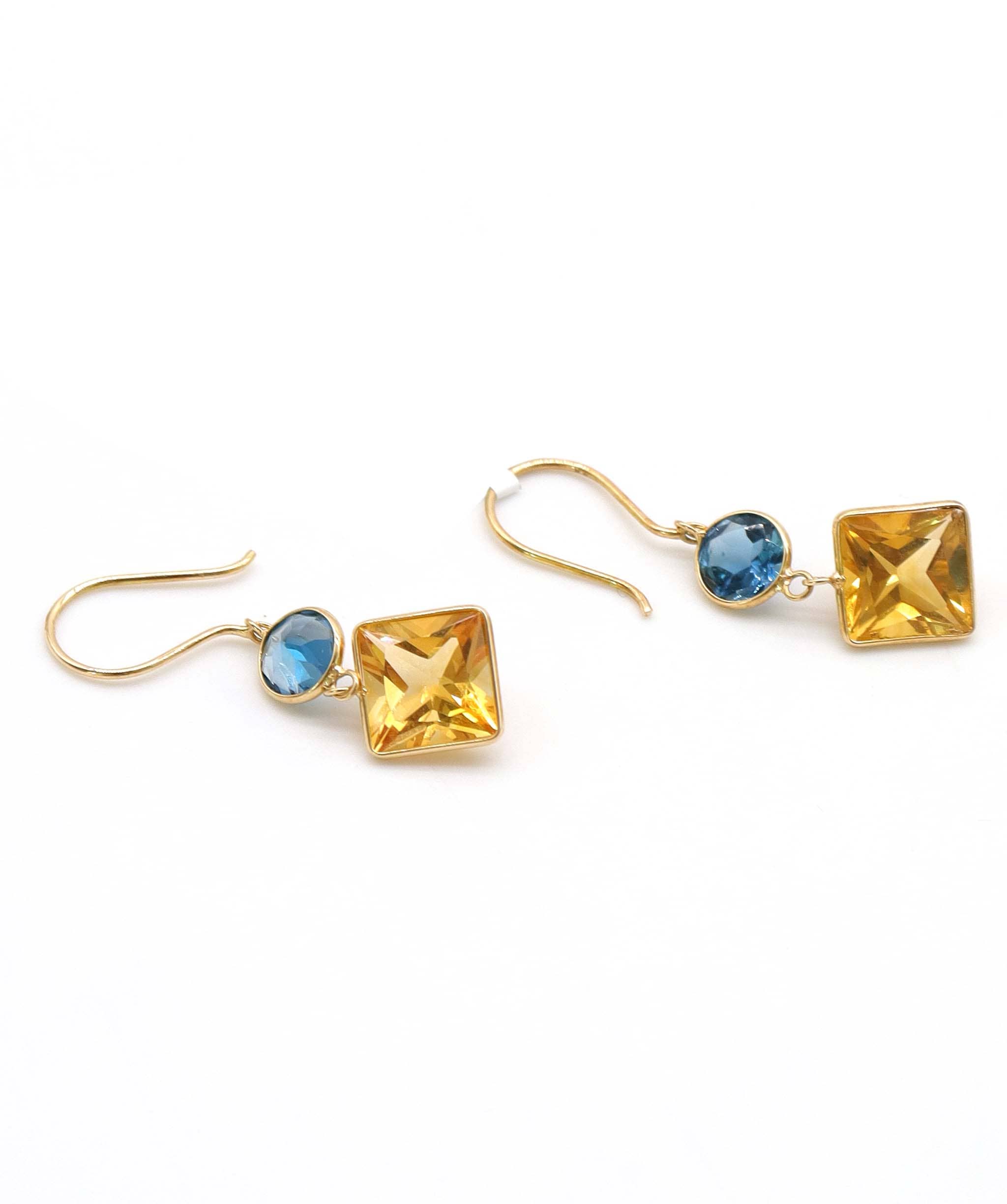 Luxury Promise 6.45ct Citrine & Blue Topaz Earrings in 18K Yellow Gold DXBCS5088
