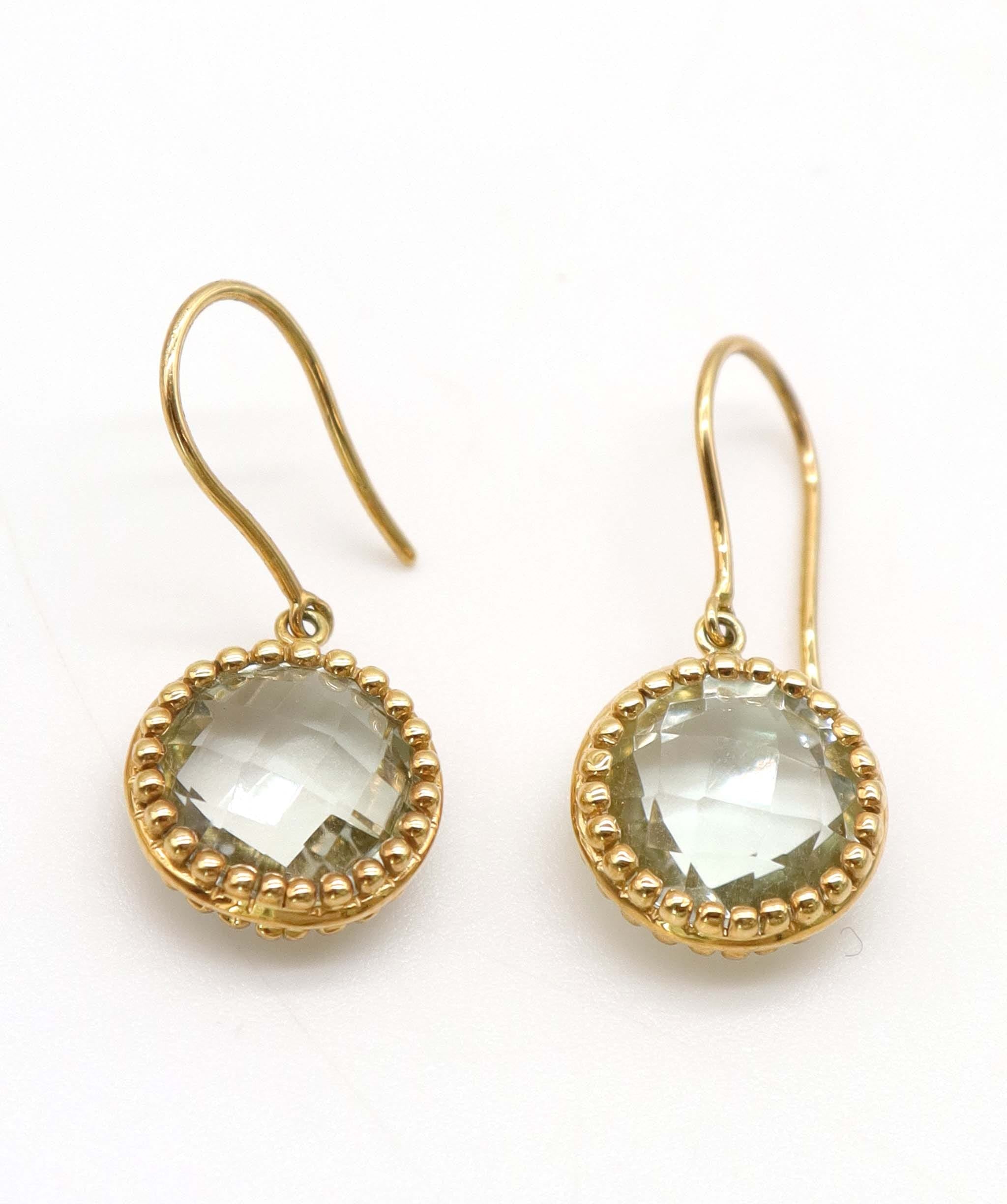 Luxury Promise 6.6ct Amethyst & Green Gemstone Earrings in 18K Yellow Gold DXBCS5083