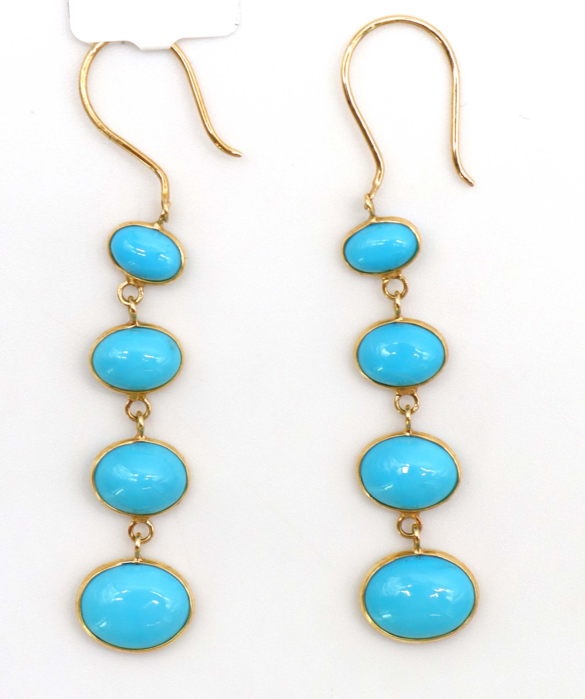 Luxury Promise 7.5ct Turquoise Drop Earrings in 18K Yellow Gold DXBCS5080