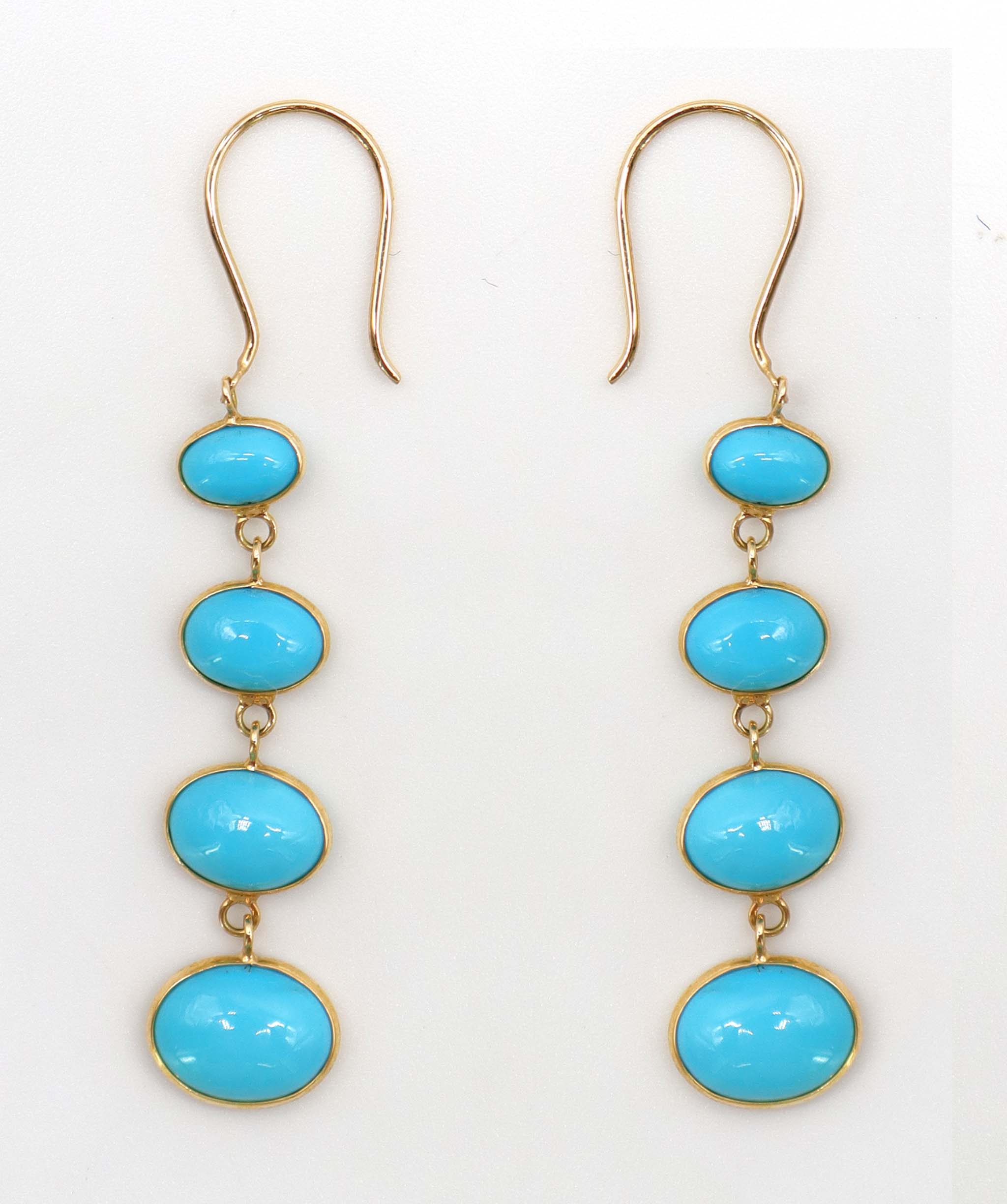 Luxury Promise 7.5ct Turquoise Drop Earrings in 18K Yellow Gold DXBCS5080