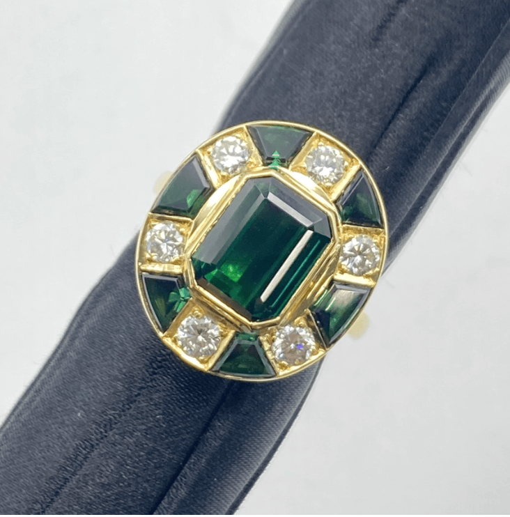 Luxury Promise 750 Green Tourmaline Ring GT D 14g GRJ US 6 54102