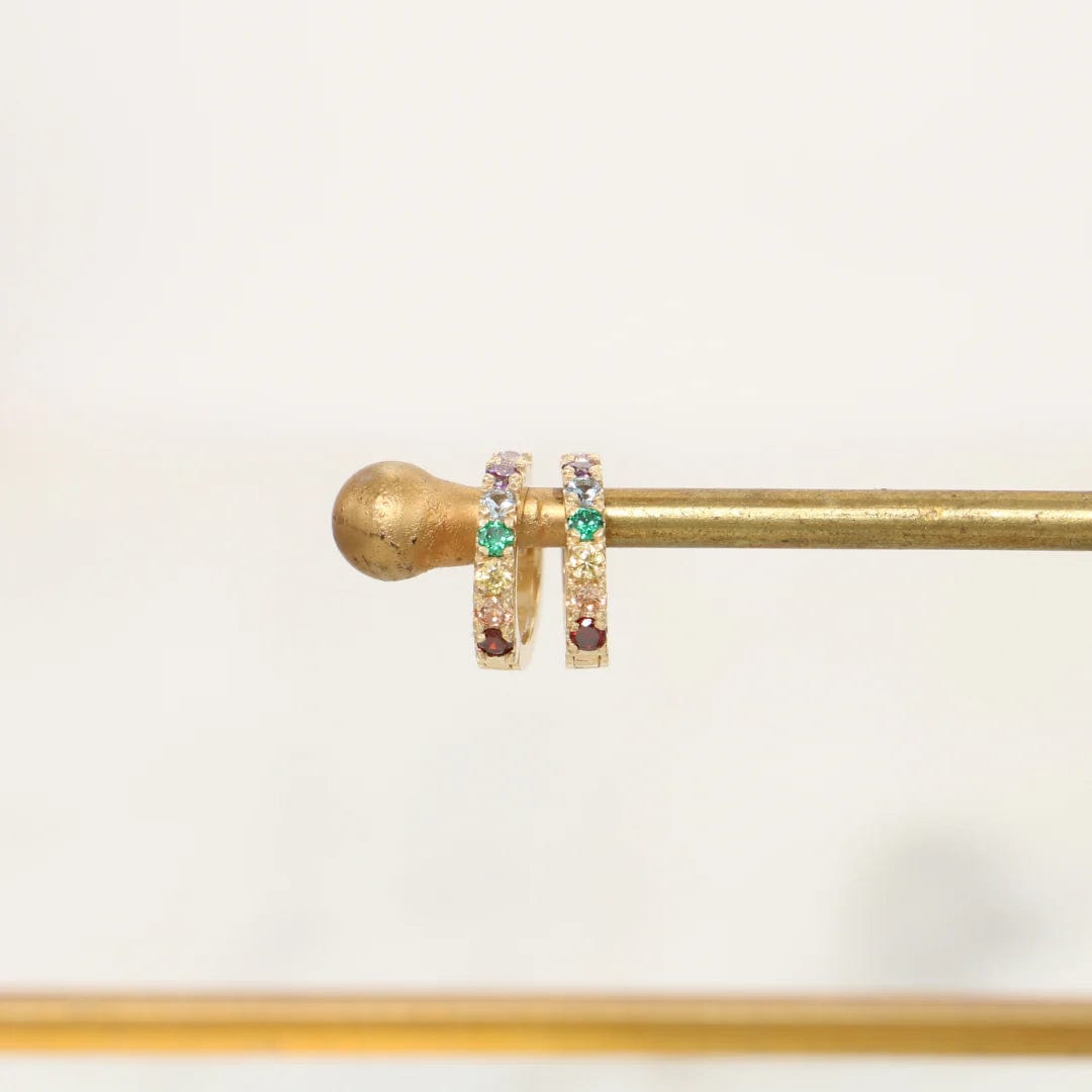 Luxury Promise 9Ct Gold Rainbow Hinged Huggies Earrings ASC2242