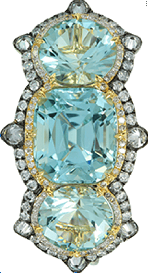 Luxury Promise Aquamarine Blue Sapphire Diamonds Ring  R12127
