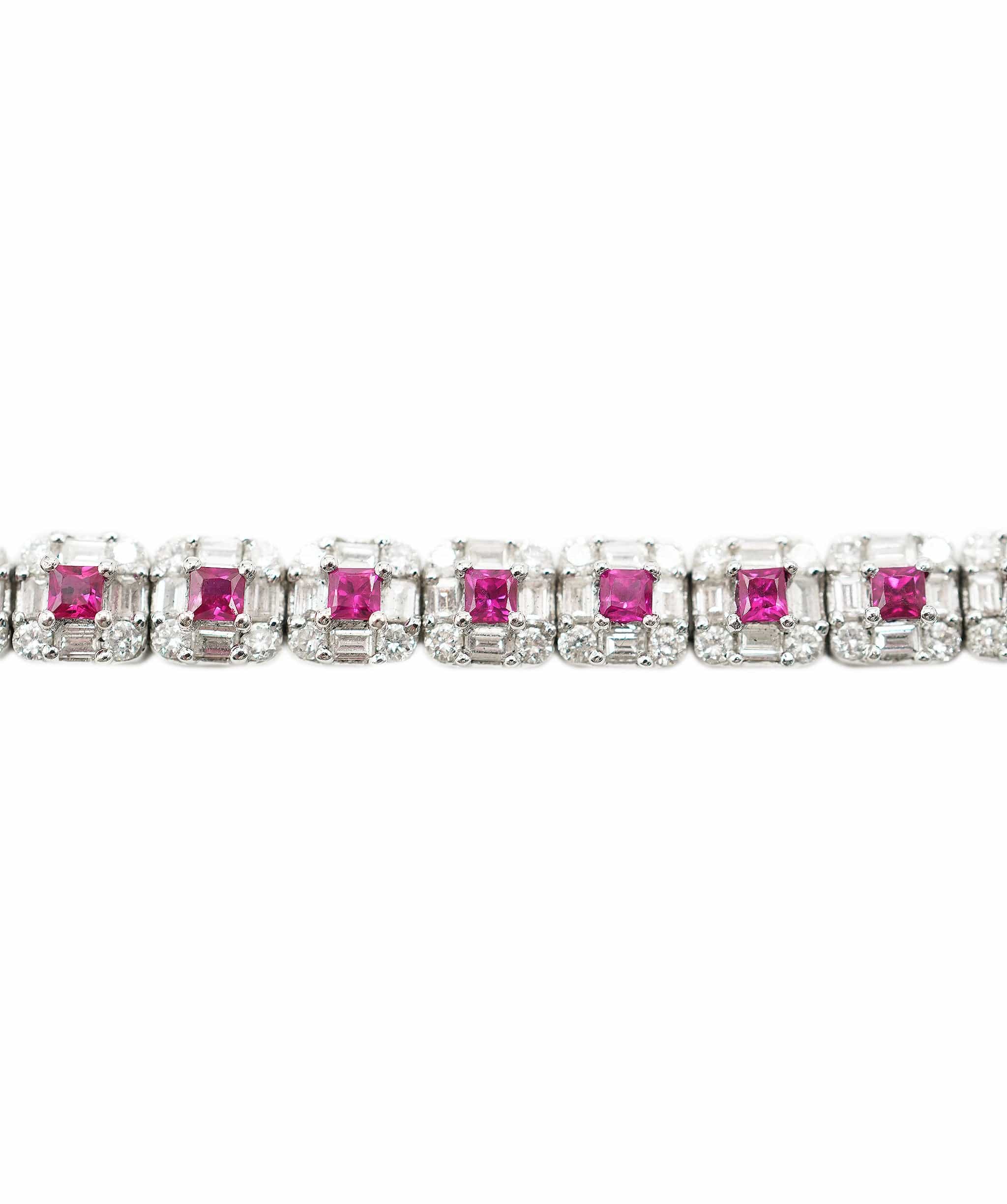 Luxury Promise Diamond apx 5.05cts and ruby apx. 1.90cts total line bracelet AHC1516