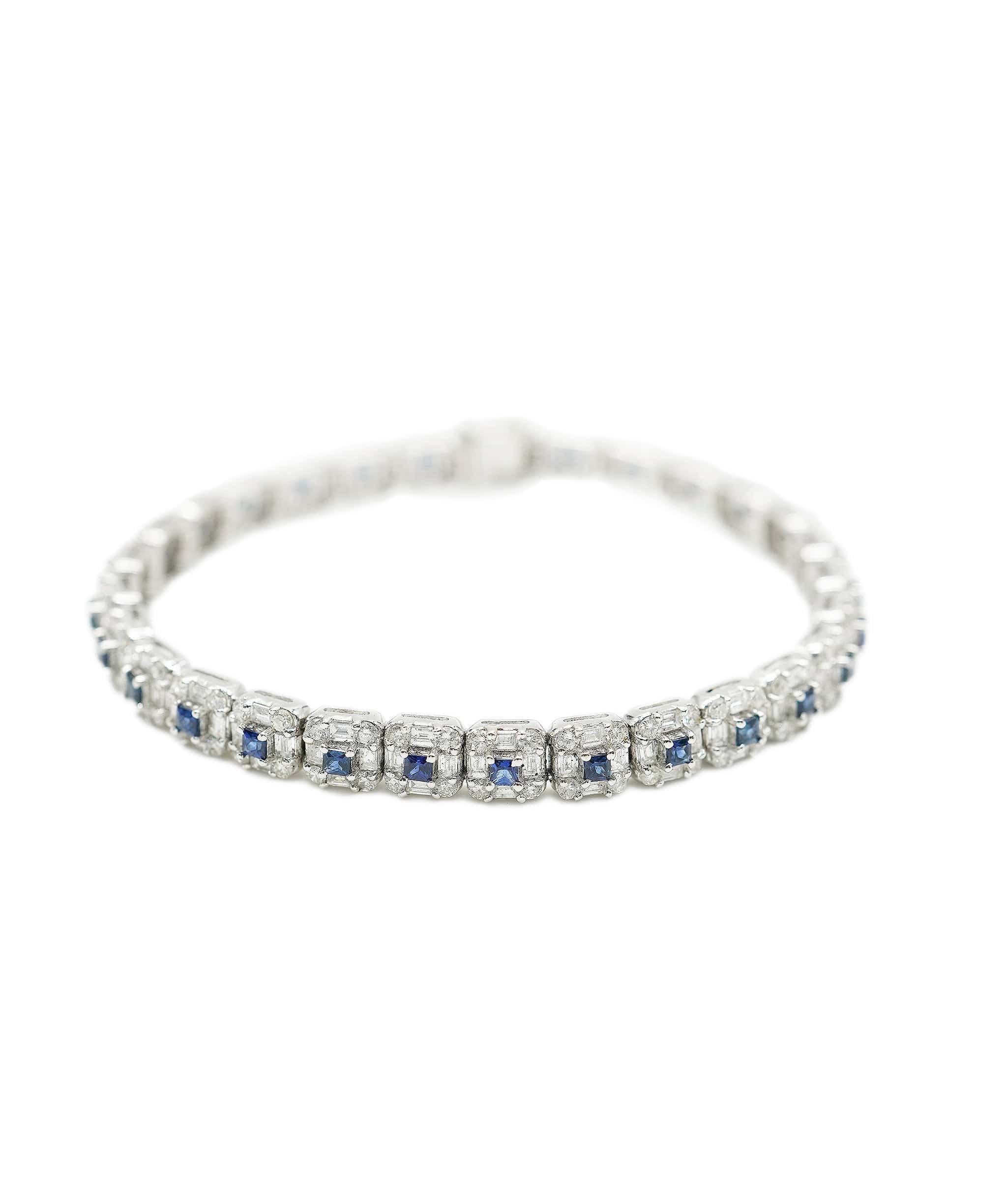 Luxury Promise Diamond apx 5.05cts and sapphire apx. 1.90cts total line bracelet AHC1515