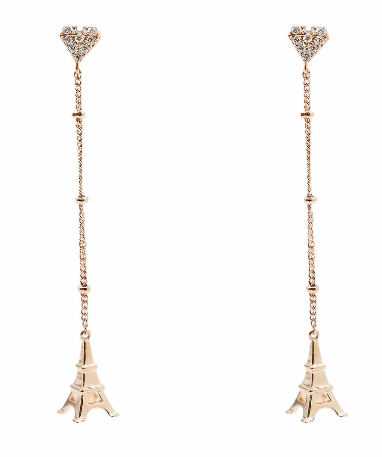 Luxury Promise Eiffel Tower 18K Rose gold diamond earrings AHC1333
