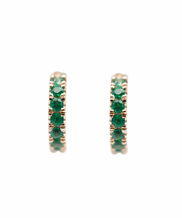 Luxury Promise Emerald (apx. 0.30cts total) huggie earrings 18K RG AHC1266