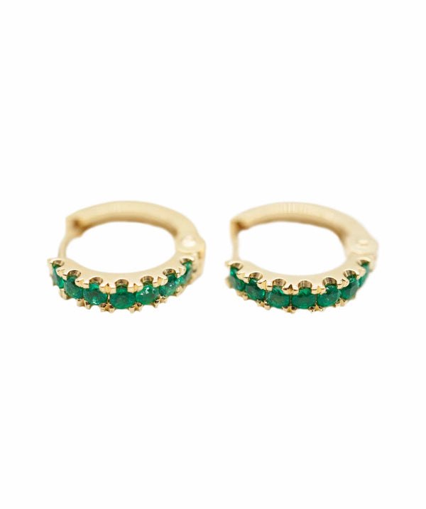 Luxury Promise Emerald (apx. 0.30cts total) huggie earrings 18K YG AHC1267