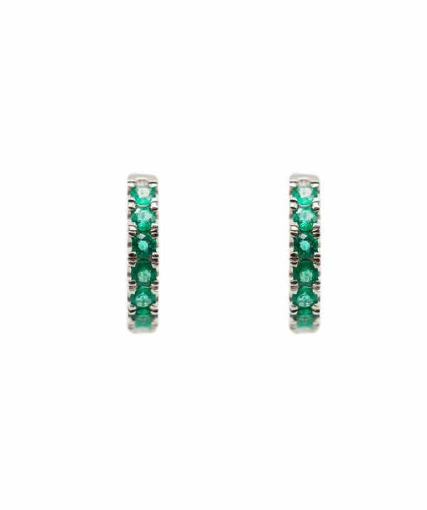 Luxury Promise Emerald  (apx. 0.50ct total) hoop earrings 18K WG AHC1268