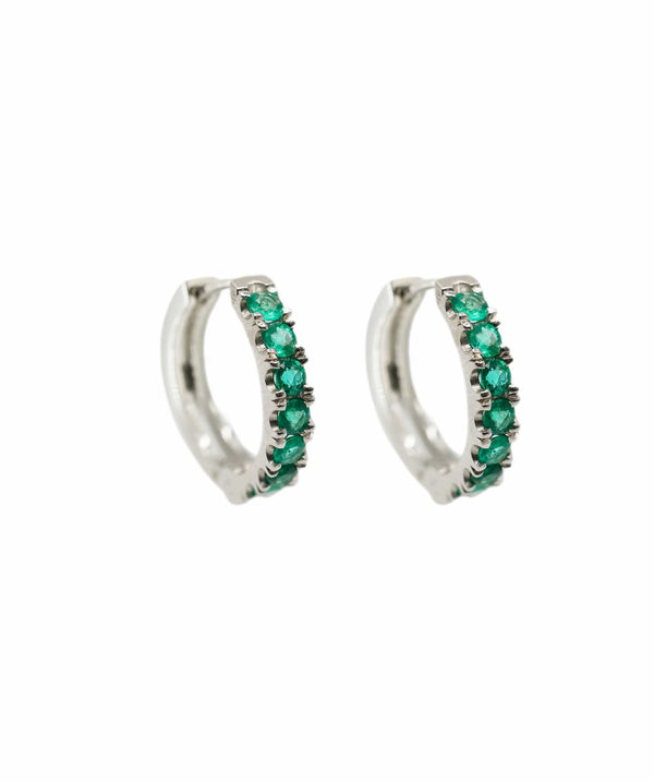 Luxury Promise Emerald  (apx. 0.50ct total) hoop earrings 18K WG AHC1268
