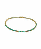 Luxury Promise Emerald tennis bracelet 18K Yellow gold 2.73 carats total circular-cut Zambian emeralds AHC1656