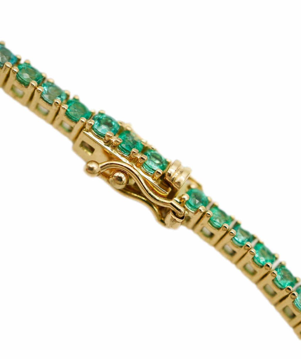 Emerald tennis bracelet 18K Yellow gold 2.76 carats total circularcut