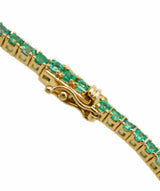 Luxury Promise Emerald tennis bracelet 18K Yellow gold 2.76 carats total circular-cut Zambian emeralds AHC1659