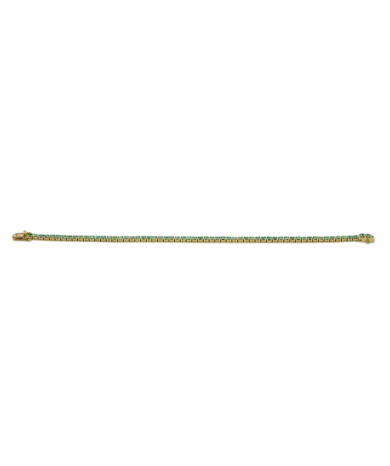 Luxury Promise Emerald tennis bracelet 18K Yellow gold 3.89 carats total circular-cut Zambian emeralds AHC1655